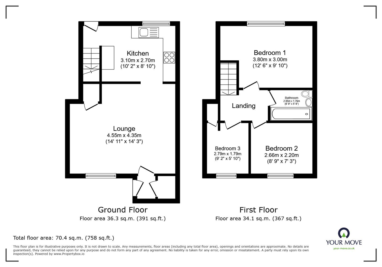 Floorplan of 3 bedroom End Terrace House for sale, Hereford Close, Barwell, Leicestershire, LE9
