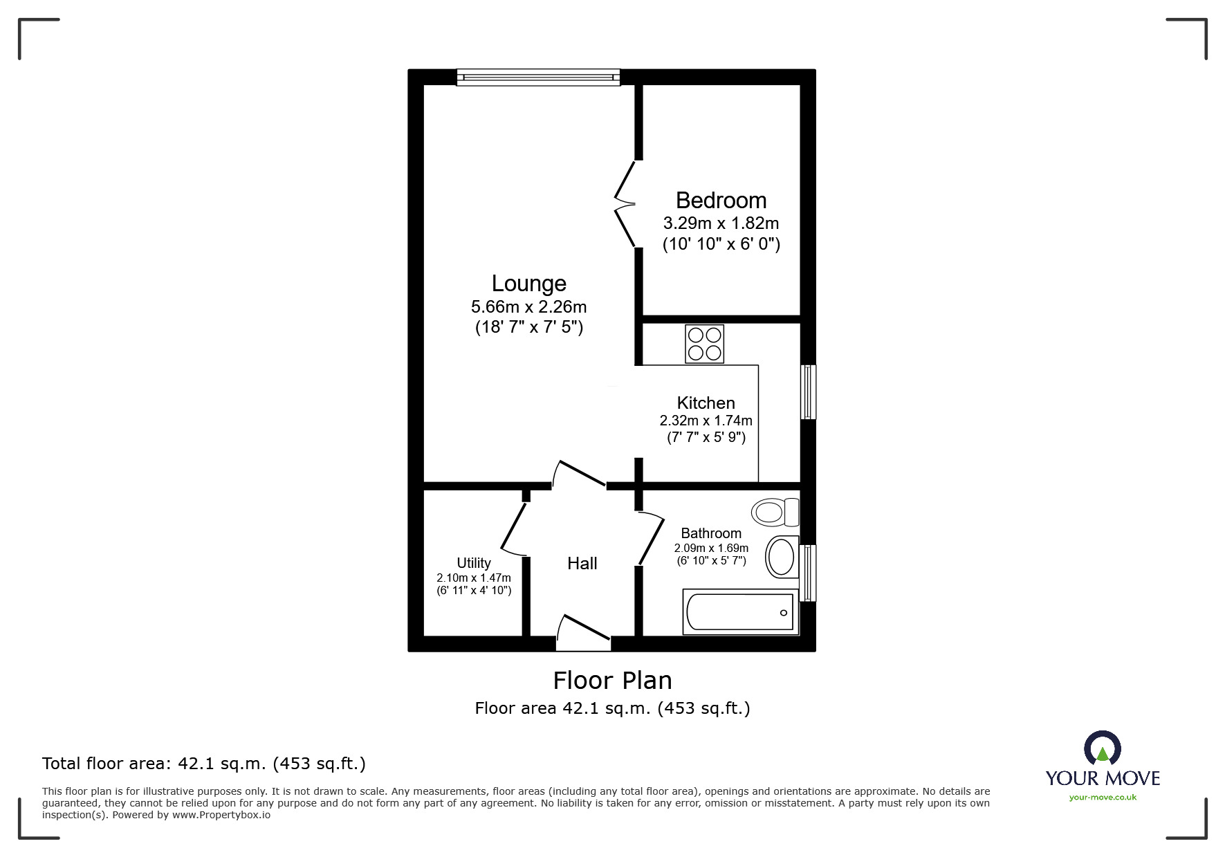Floorplan of 1 bedroom Flat to rent, Halls Court, Stoney Stanton, Leicestershire, LE9