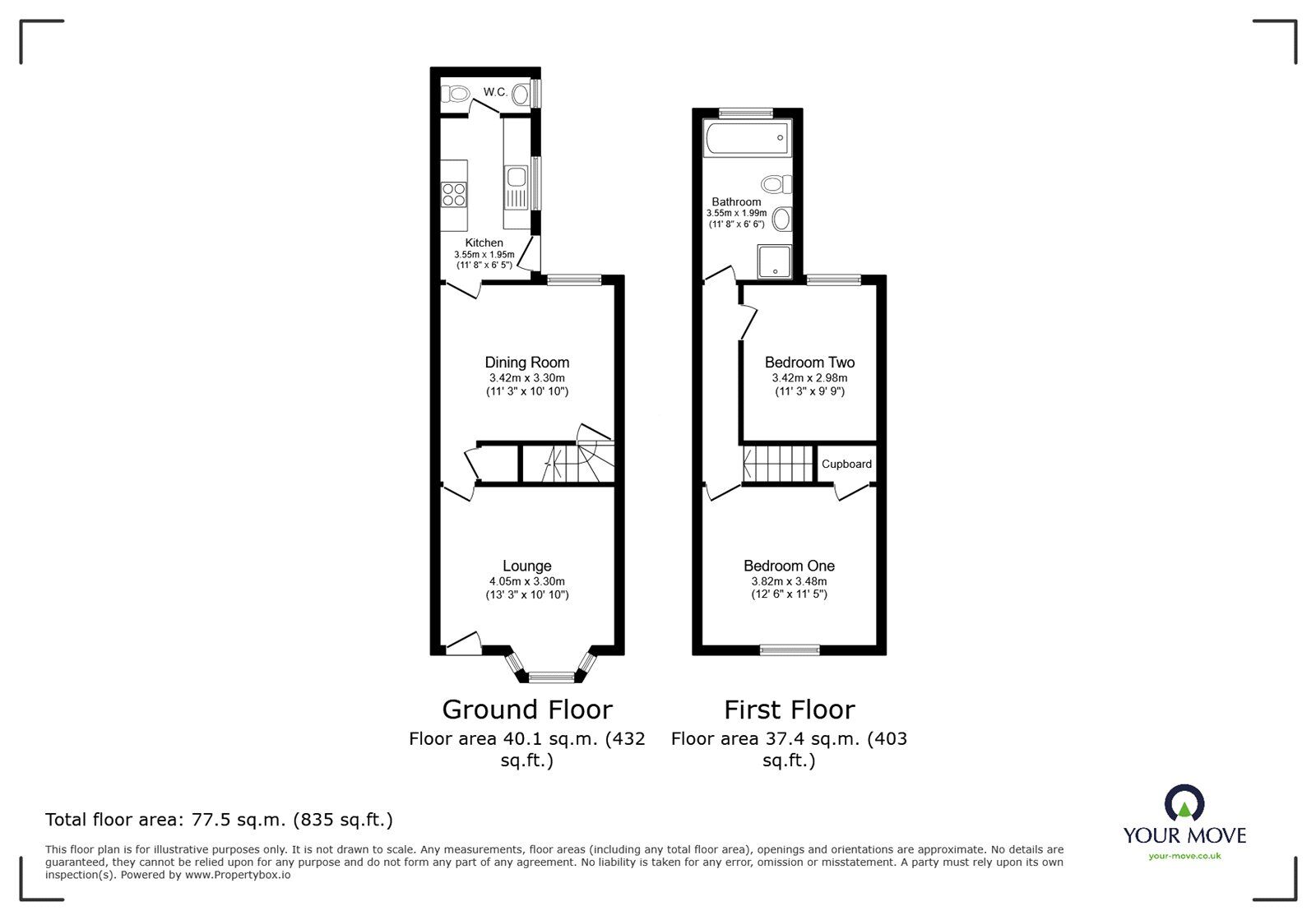 Floorplan of 2 bedroom Mid Terrace House for sale, Factory Road, Hinckley, Leicestershire, LE10