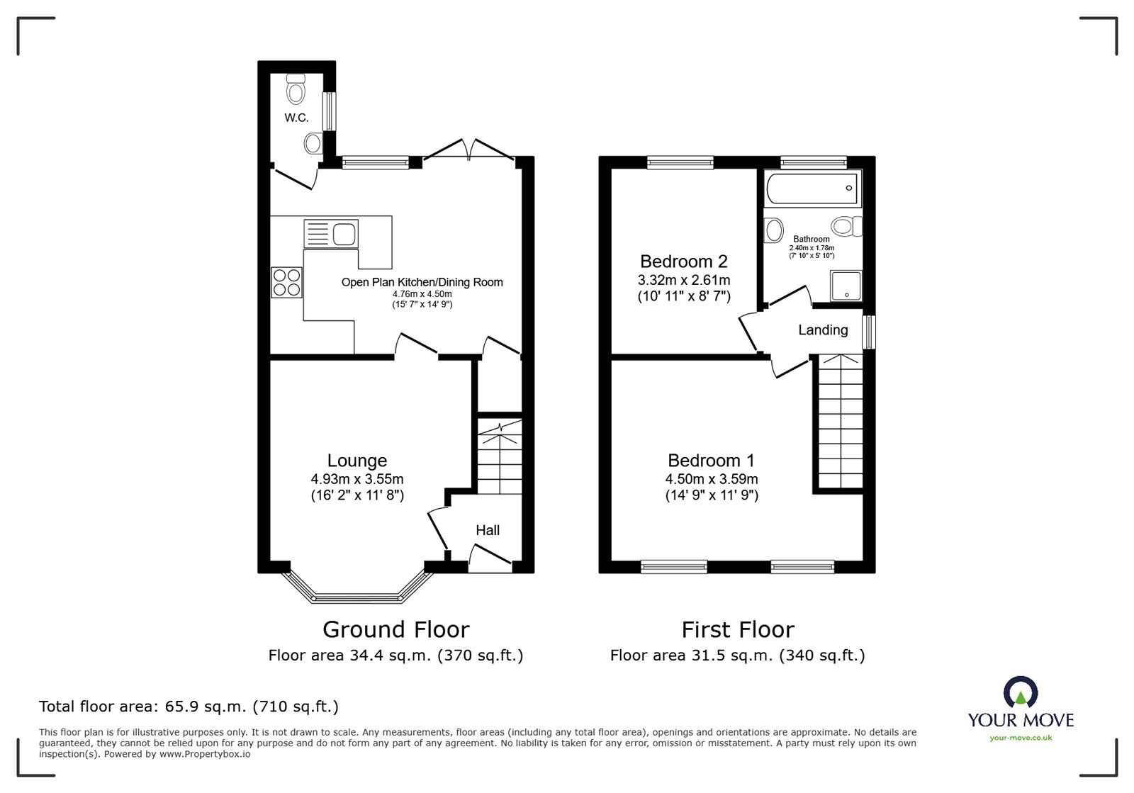 Floorplan of 2 bedroom Semi Detached House for sale, Burleigh Road, Hinckley, Leicestershire, LE10
