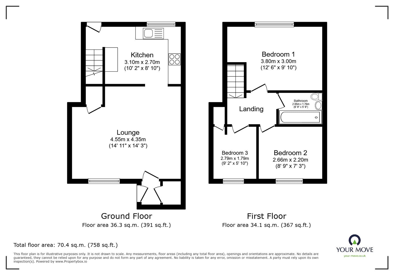 Floorplan of 3 bedroom End Terrace House to rent, Hereford Close, Barwell, Leicestershire, LE9