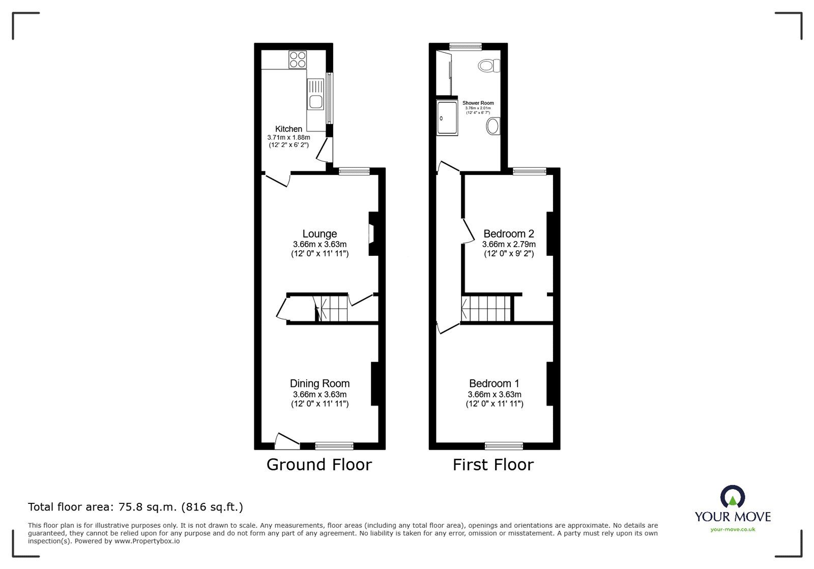 Floorplan of 2 bedroom Mid Terrace House for sale, Highfield Street, Earl Shilton, Leicestershire, LE9