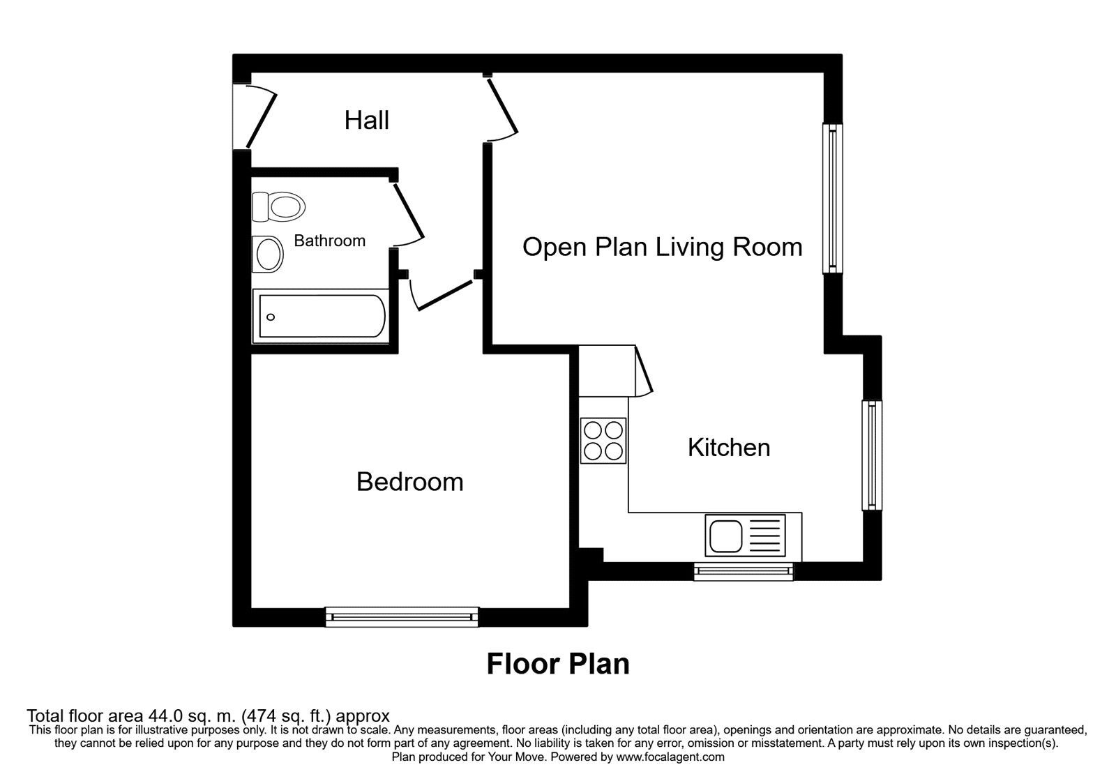 Floorplan of 1 bedroom Flat for sale, Hill Street, Barwell, Leicestershire, LE9
