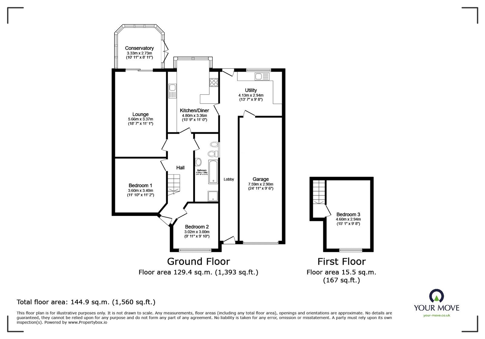 Floorplan of 3 bedroom Semi Detached Bungalow for sale, Ash Road, Earl Shilton, Leicestershire, LE9