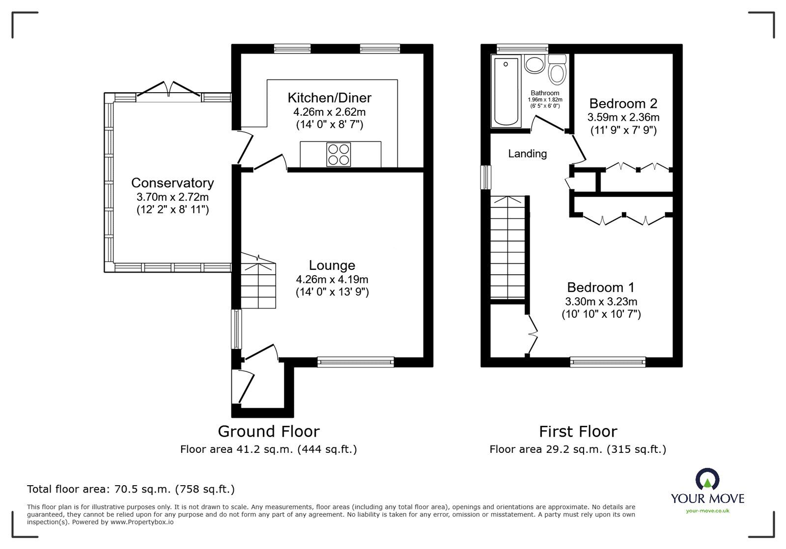 Floorplan of 2 bedroom Semi Detached House for sale, Outlands Drive, Hinckley, Leicestershire, LE10