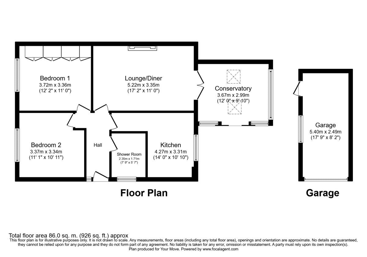 Floorplan of 2 bedroom Semi Detached Bungalow for sale, Peters Avenue, Newbold Verdon, Leicestershire, LE9