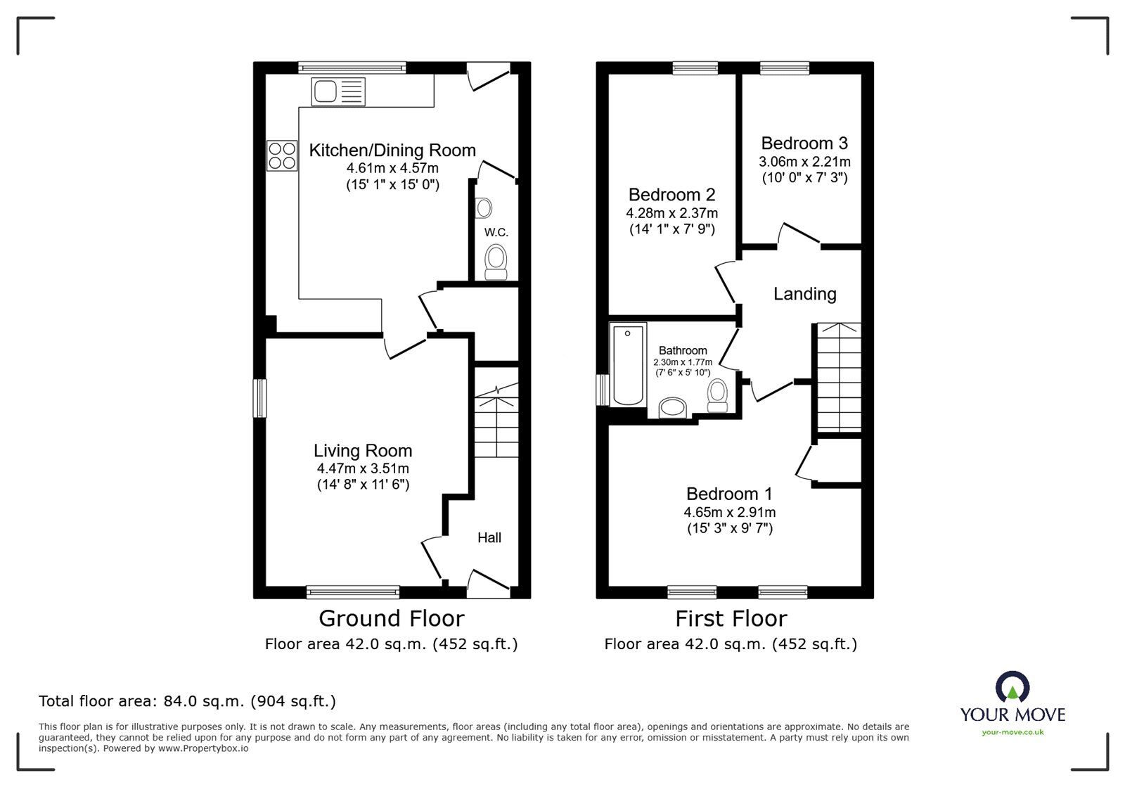 Floorplan of 3 bedroom Mid Terrace House for sale, Highgrove Close, Burbage, Leicestershire, LE10