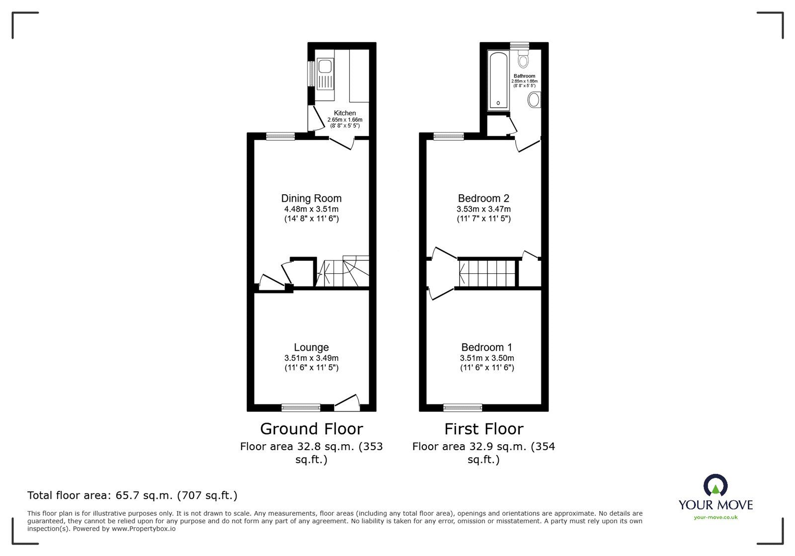 Floorplan of 2 bedroom Mid Terrace House for sale, Ashby Road, Hinckley, Leicestershire, LE10
