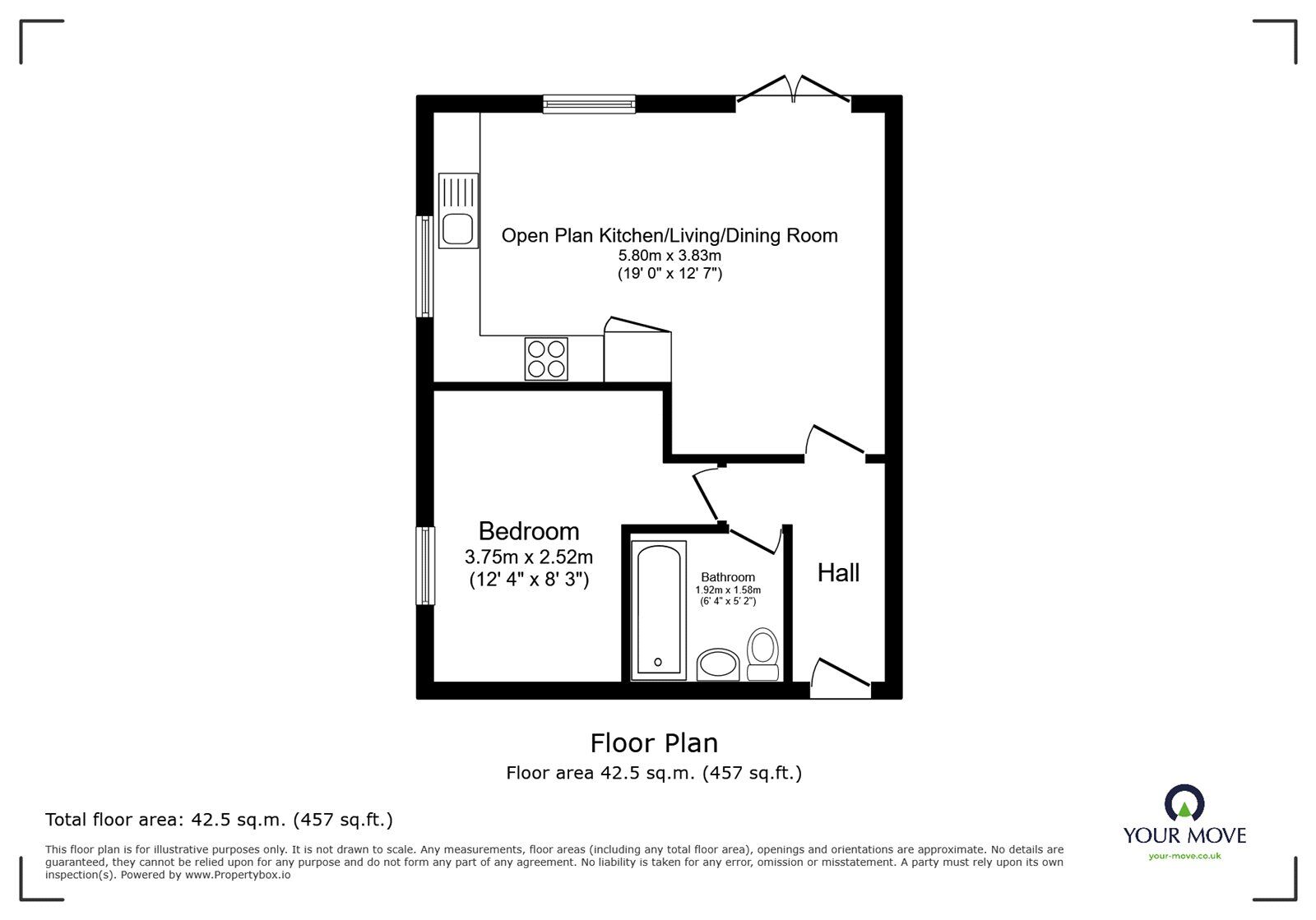 Floorplan of 1 bedroom Flat for sale, Hill Street, Barwell, Leicestershire, LE9
