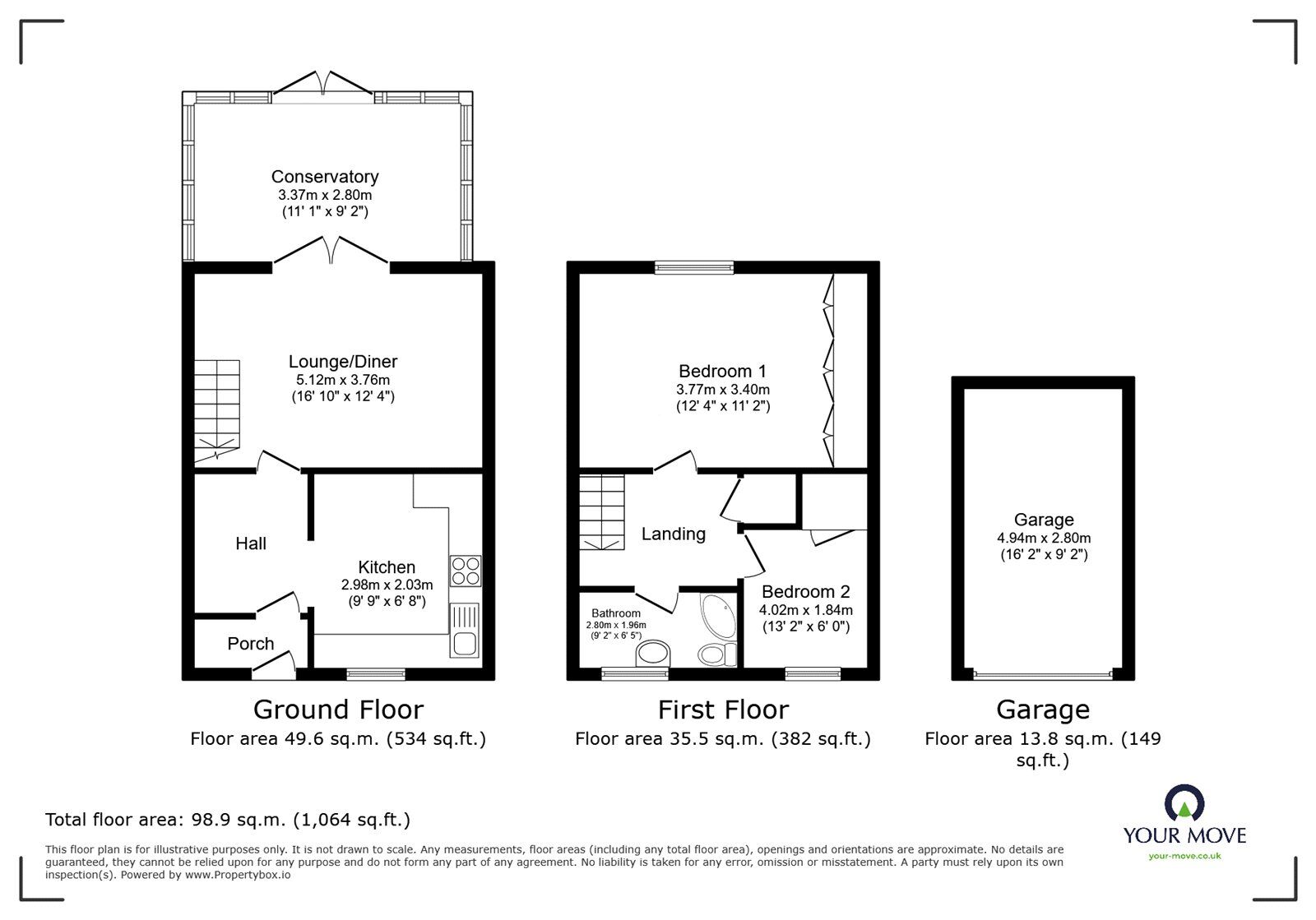 Floorplan of 2 bedroom Mid Terrace House for sale, Walcote Close, Hinckley, Leicestershire, LE10
