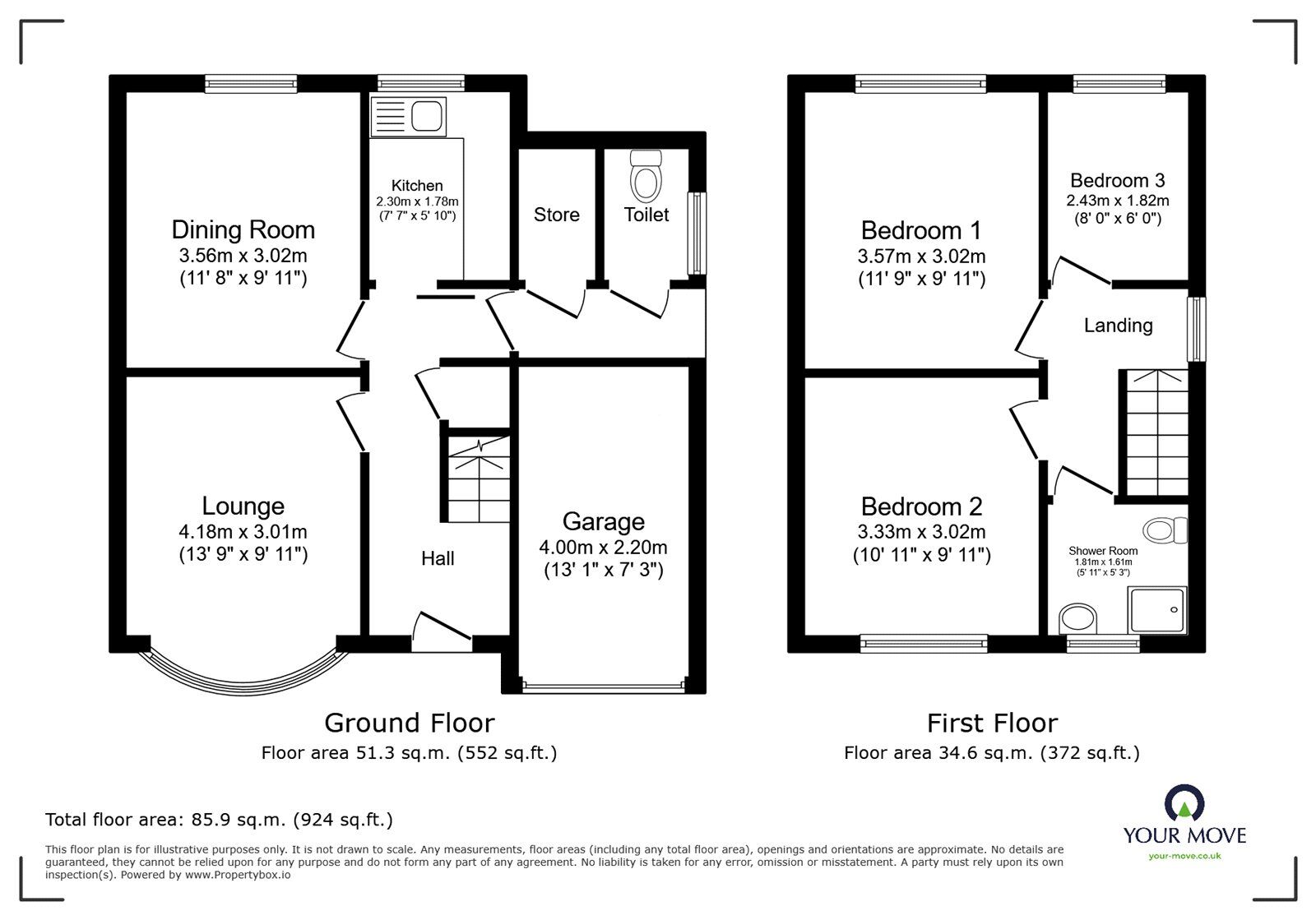 Floorplan of 3 bedroom Detached House for sale, Ashford Road, Hinckley, Leicestershire, LE10