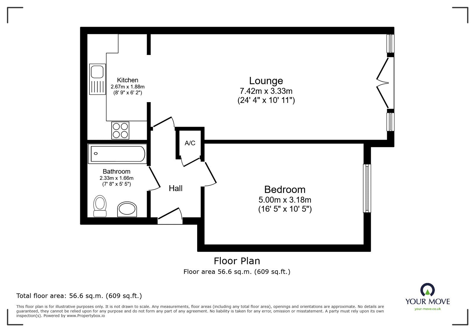 Floorplan of 1 bedroom Flat for sale, Southfield Road, Hinckley, Leicestershire, LE10