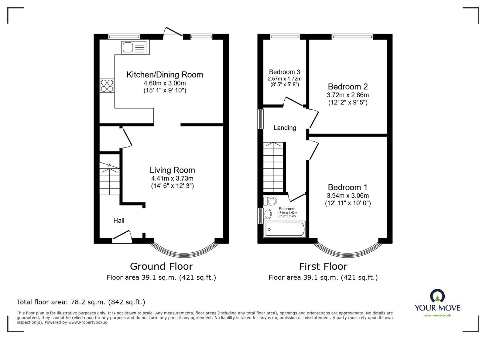 Floorplan of 3 bedroom Semi Detached House for sale, Strathmore Road, Hinckley, Leicestershire, LE10