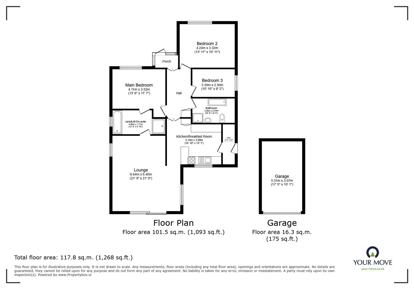 Floorplan of 3 bedroom Detached Bungalow for sale, Spinney Road, Burbage, LE10