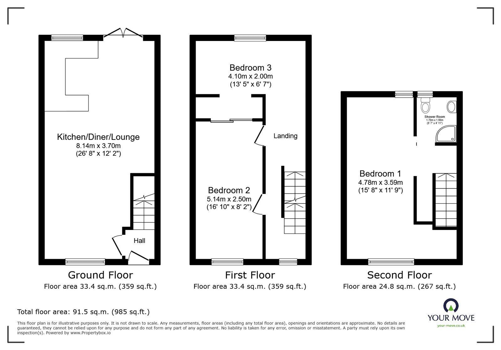 Floorplan of 3 bedroom End Terrace House for sale, Berrywell Drive, Barwell, Leicestershire, LE9