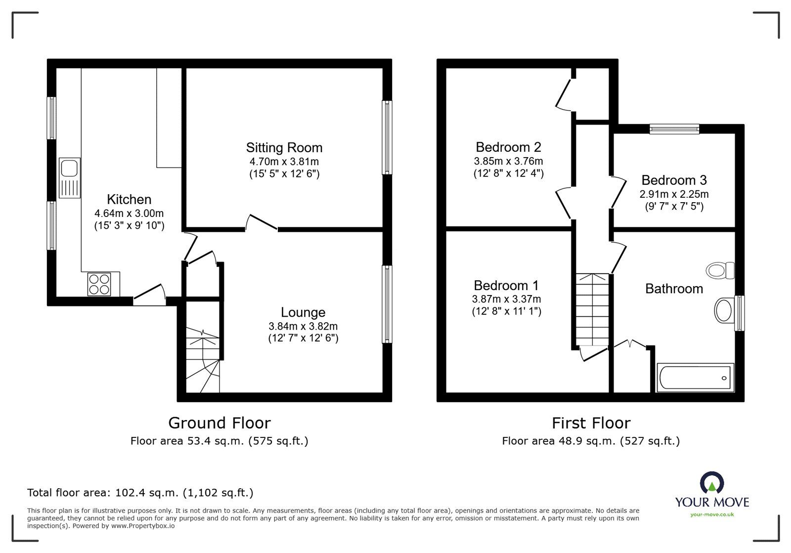 Floorplan of 3 bedroom Mid Terrace House for sale, Church Street, Burbage, Leicestershire, LE10