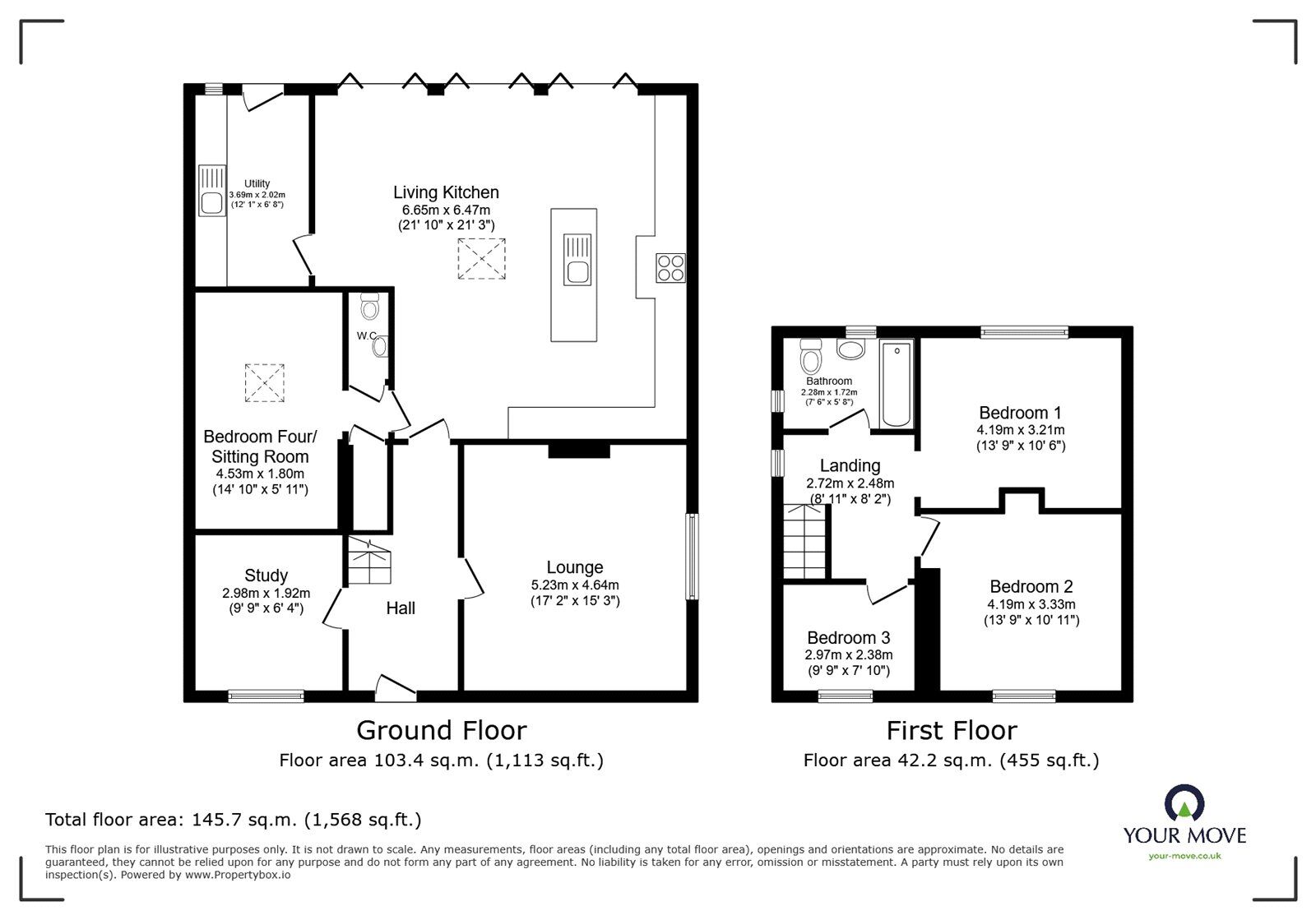 Floorplan of 3 bedroom Semi Detached House for sale, Holt Road, Burbage, Leicestershire, LE10