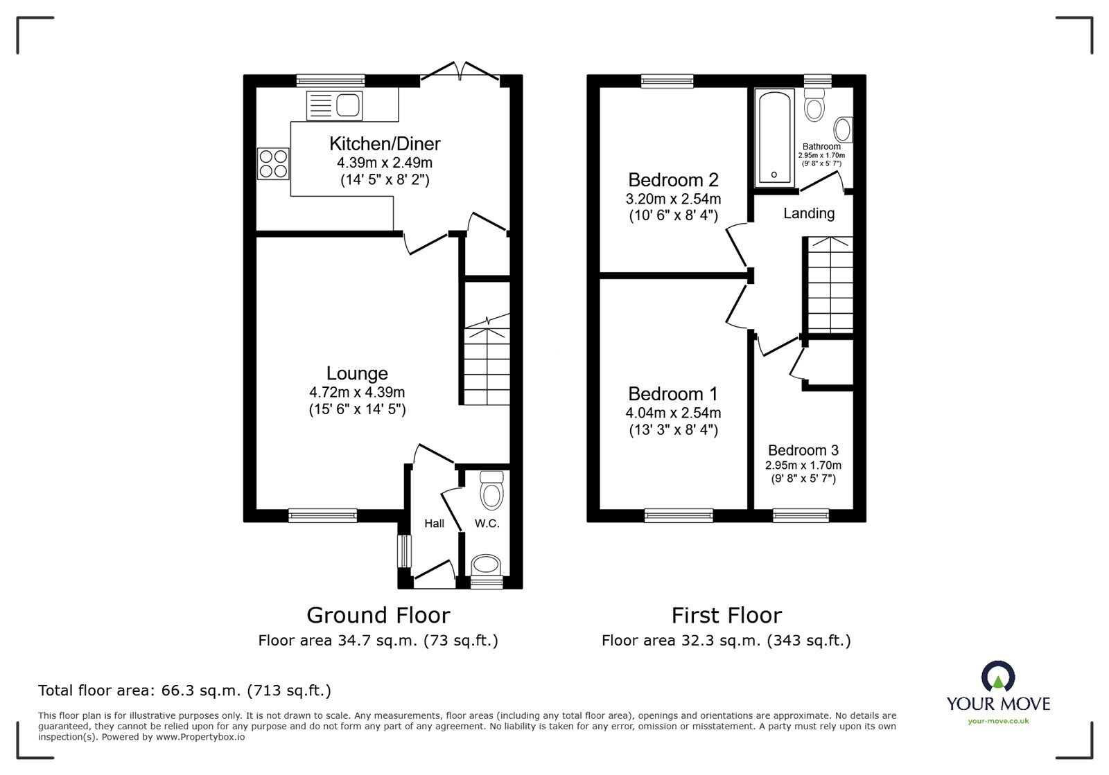 Floorplan of 3 bedroom Semi Detached House for sale, Russett Close, Barwell, Leicestershire, LE9