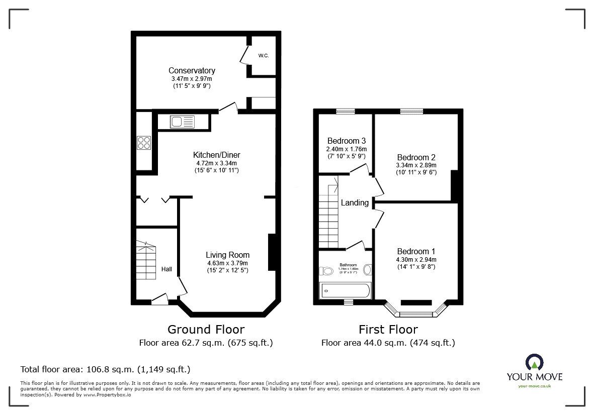 Floorplan of 3 bedroom Semi Detached House to rent, Eskdale Road, Hinckley, Leicestershire, LE10