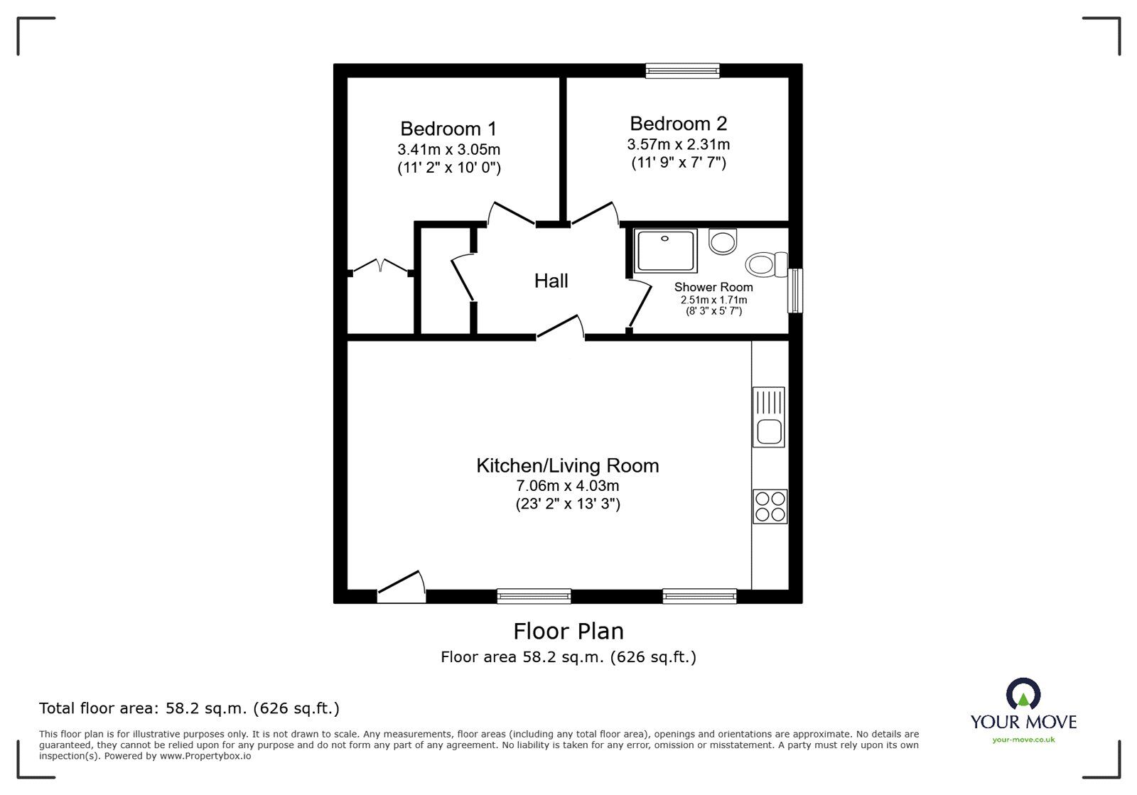 Floorplan of 2 bedroom Flat to rent, Co-Op Close, Barwell, Leicestershire, LE9