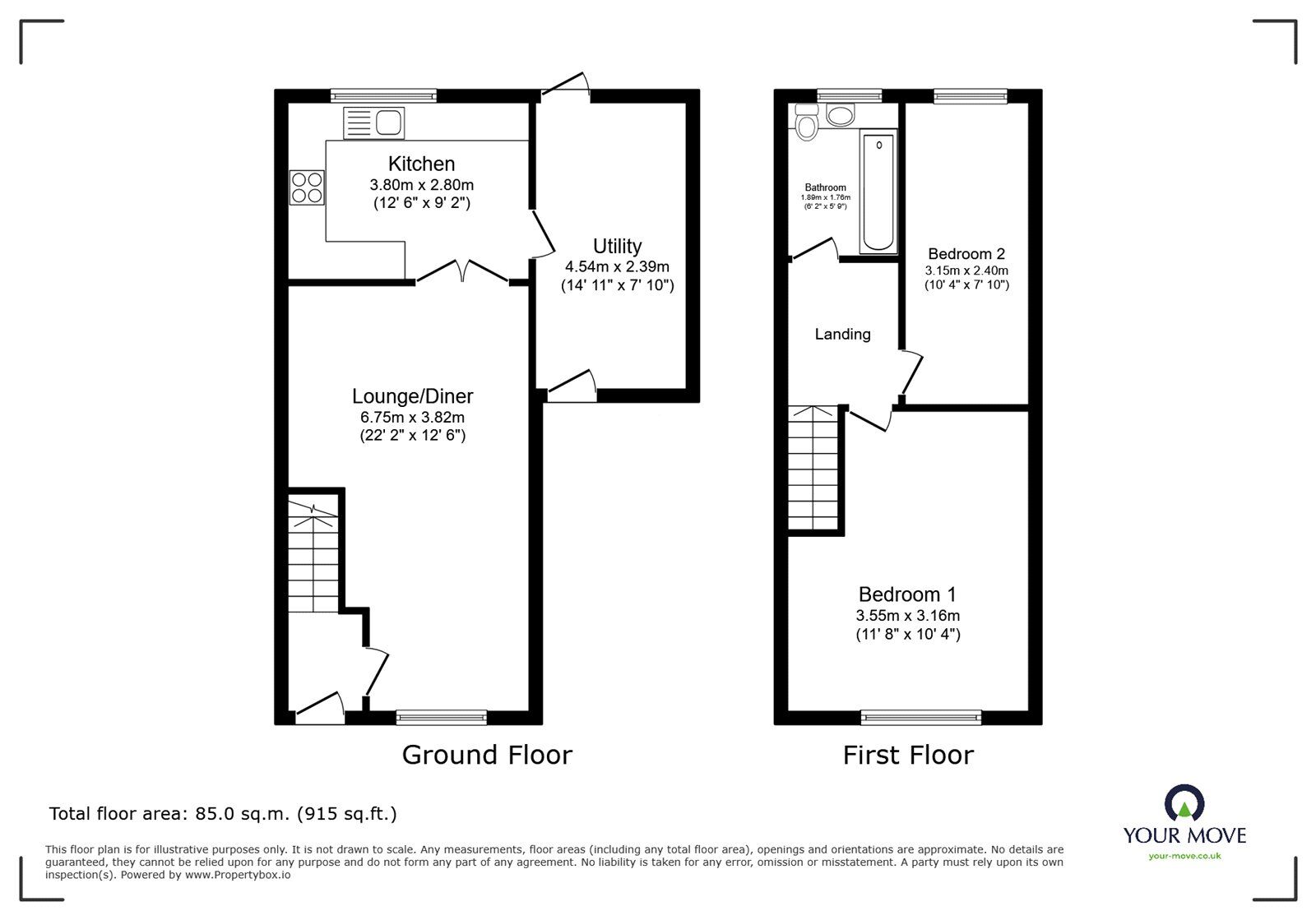 Floorplan of 2 bedroom Semi Detached House for sale, Severn Avenue, Hinckley, Leicestershire, LE10