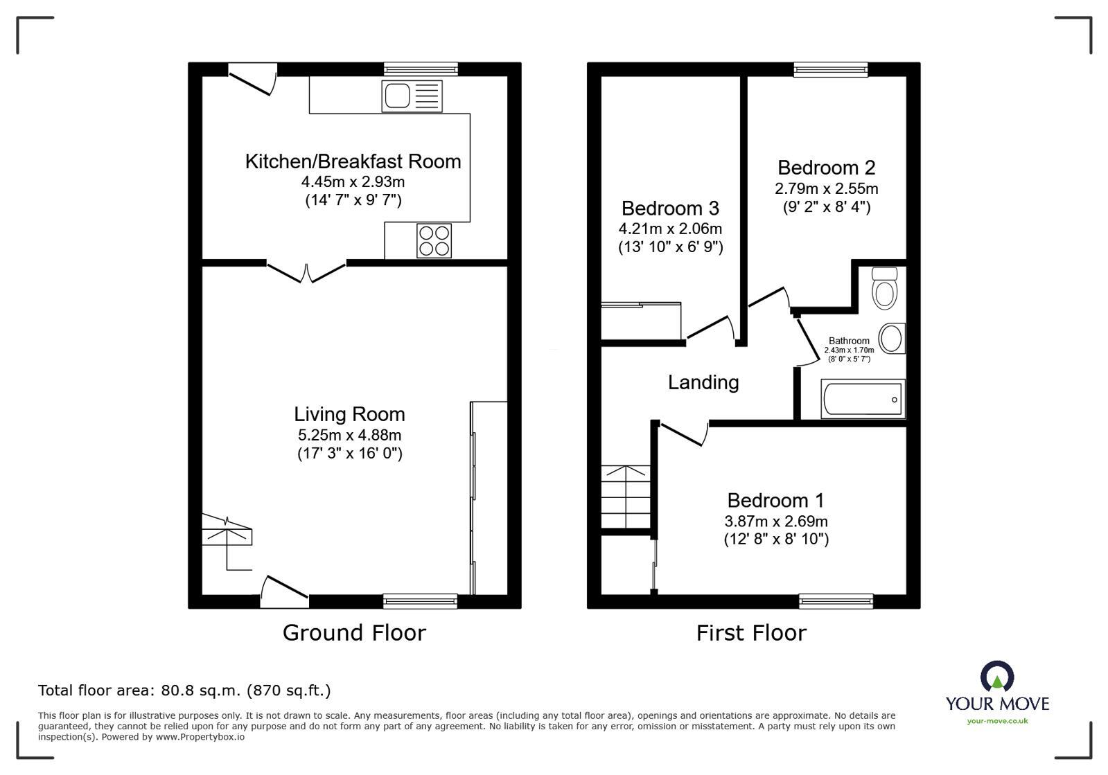 Floorplan of 3 bedroom Mid Terrace House to rent, Church Street, Burbage, Leicestershire, LE10