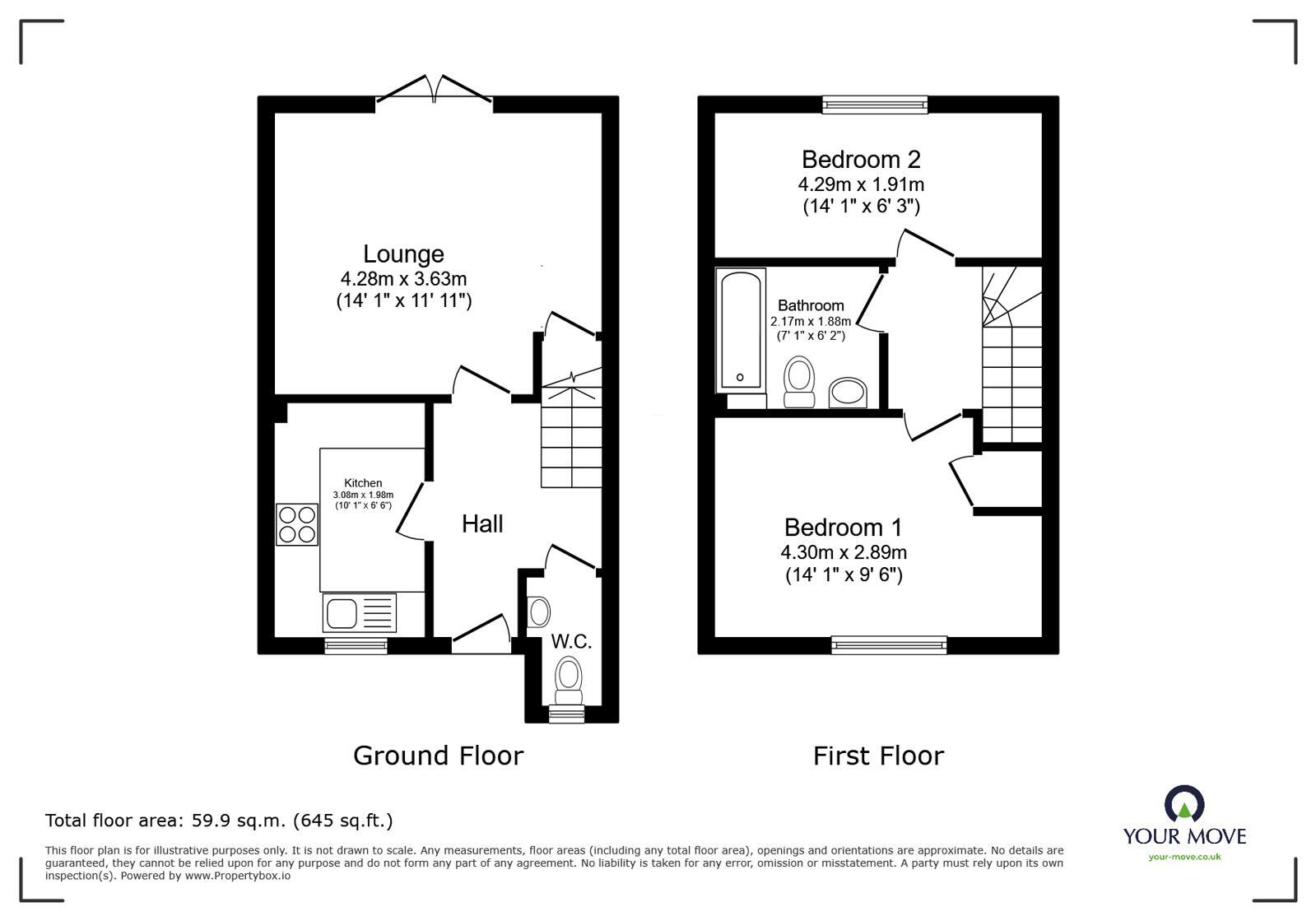 Floorplan of 2 bedroom End Terrace House for sale, Omaha Drive, Hinckley, Leicestershire, LE10