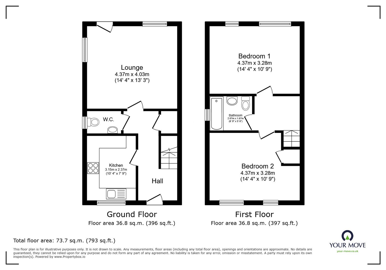 Floorplan of 2 bedroom Semi Detached House for sale, Friswell Close, Barwell, Leicestershire, LE9