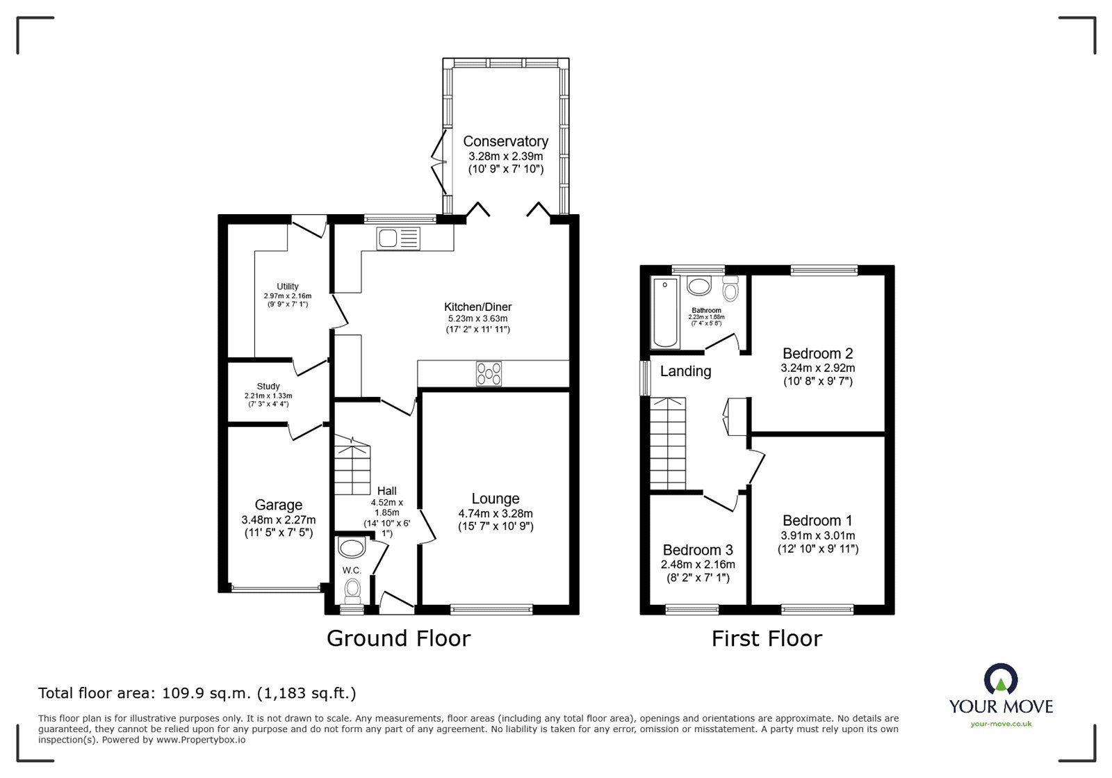 Floorplan of 3 bedroom Semi Detached House for sale, Outlands Drive, Hinckley, Leicestershire, LE10