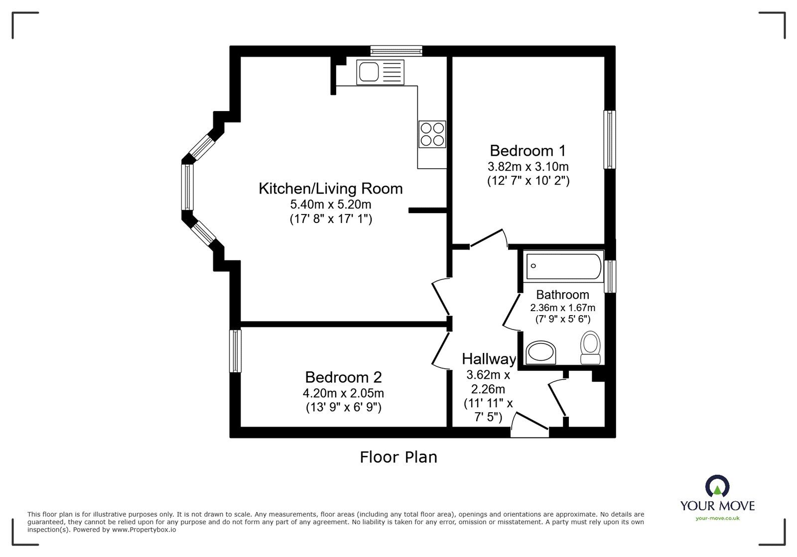 Floorplan of 2 bedroom Flat for sale, Burbage House, Hinckley, Leicestershire, LE10