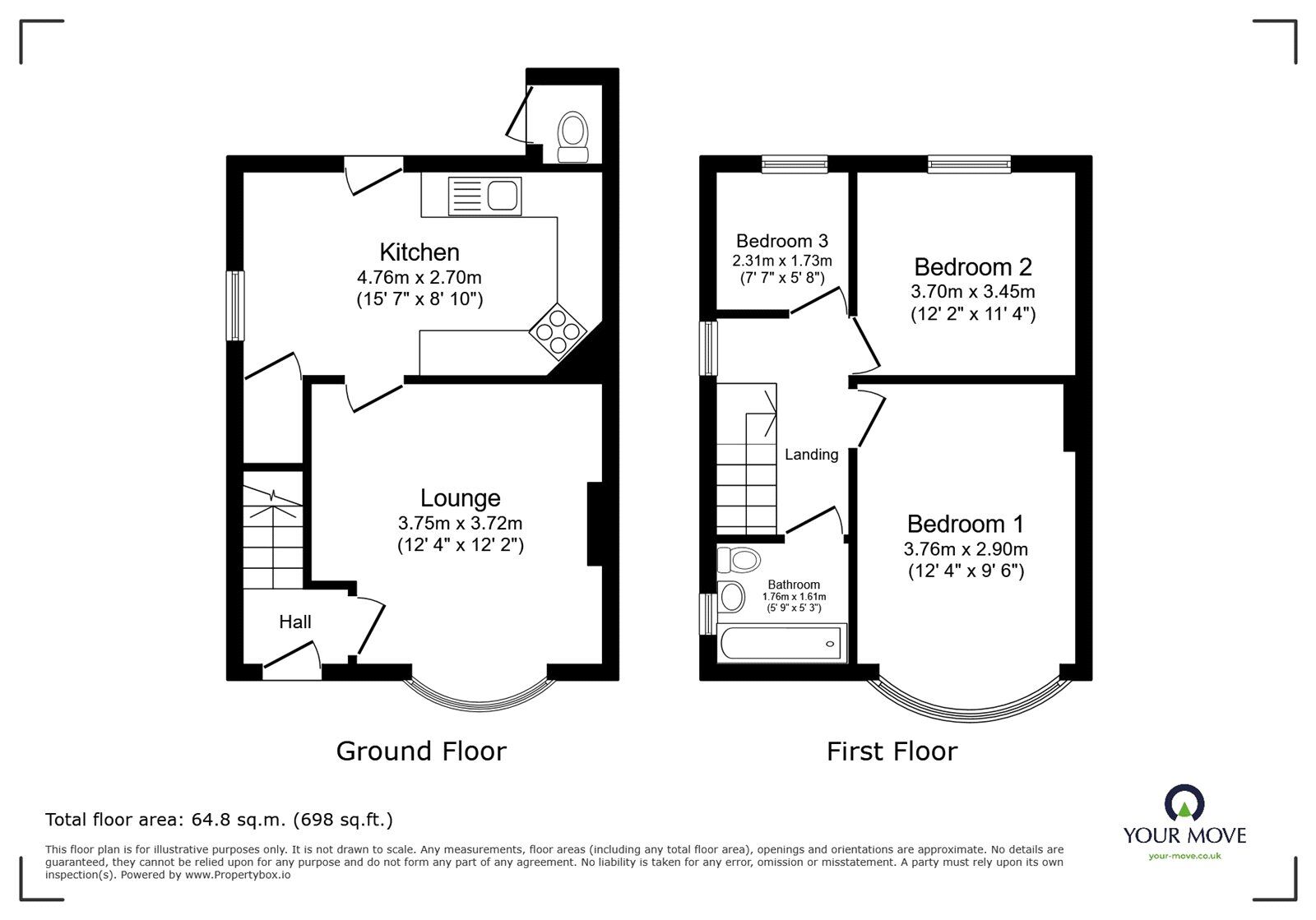 Floorplan of 3 bedroom Semi Detached House for sale, Strathmore Road, Hinckley, Leicestershire, LE10