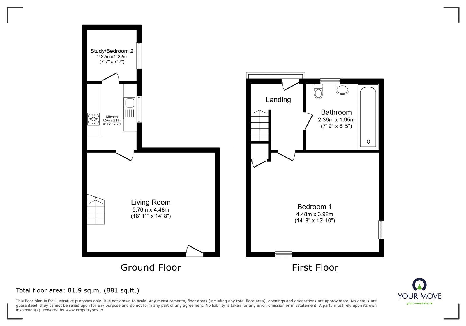 Floorplan of 2 bedroom Mid Terrace House to rent, Wood Street, Earl Shilton, Leicestershire, LE9