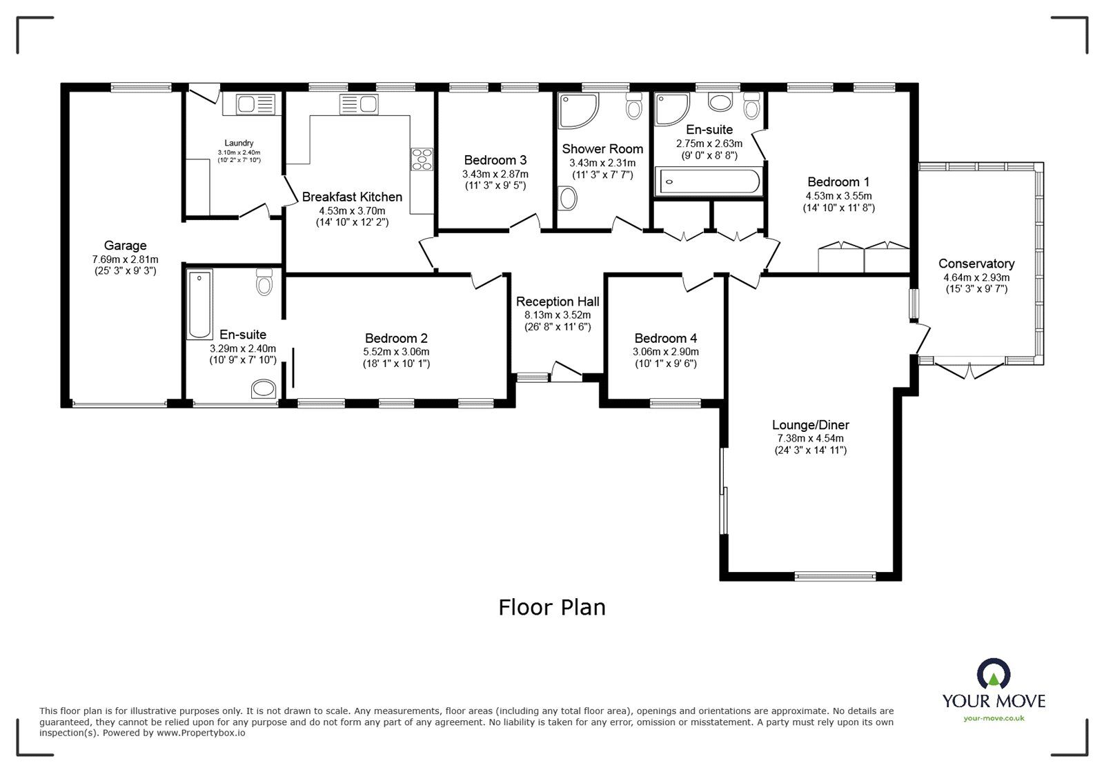 Floorplan of 3 bedroom Detached Bungalow for sale, Winchester Drive, Burbage, Leicestershire, LE10