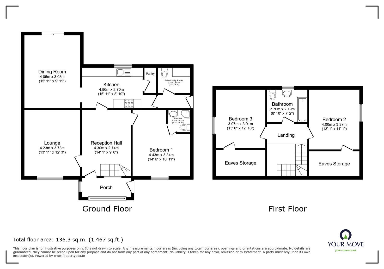 Floorplan of 3 bedroom Detached Bungalow for sale, Fosse Close, Sharnford, Leicestershire, LE10