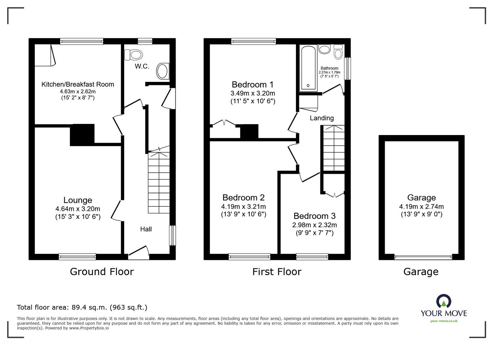 Floorplan of 3 bedroom Semi Detached House for sale, Featherston Drive, Burbage, Leicestershire, LE10