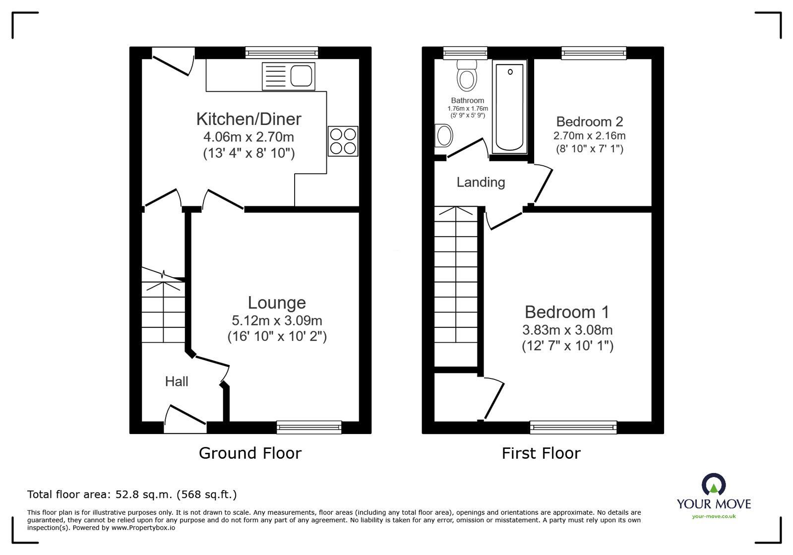 Floorplan of 2 bedroom Semi Detached House for sale, John Nichols Street, Hinckley, Leicestershire, LE10