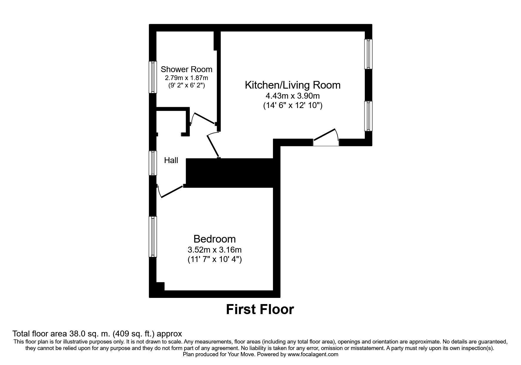Floorplan of 1 bedroom Flat for sale, Regent Court, Hinckley, Leicestershire, LE10