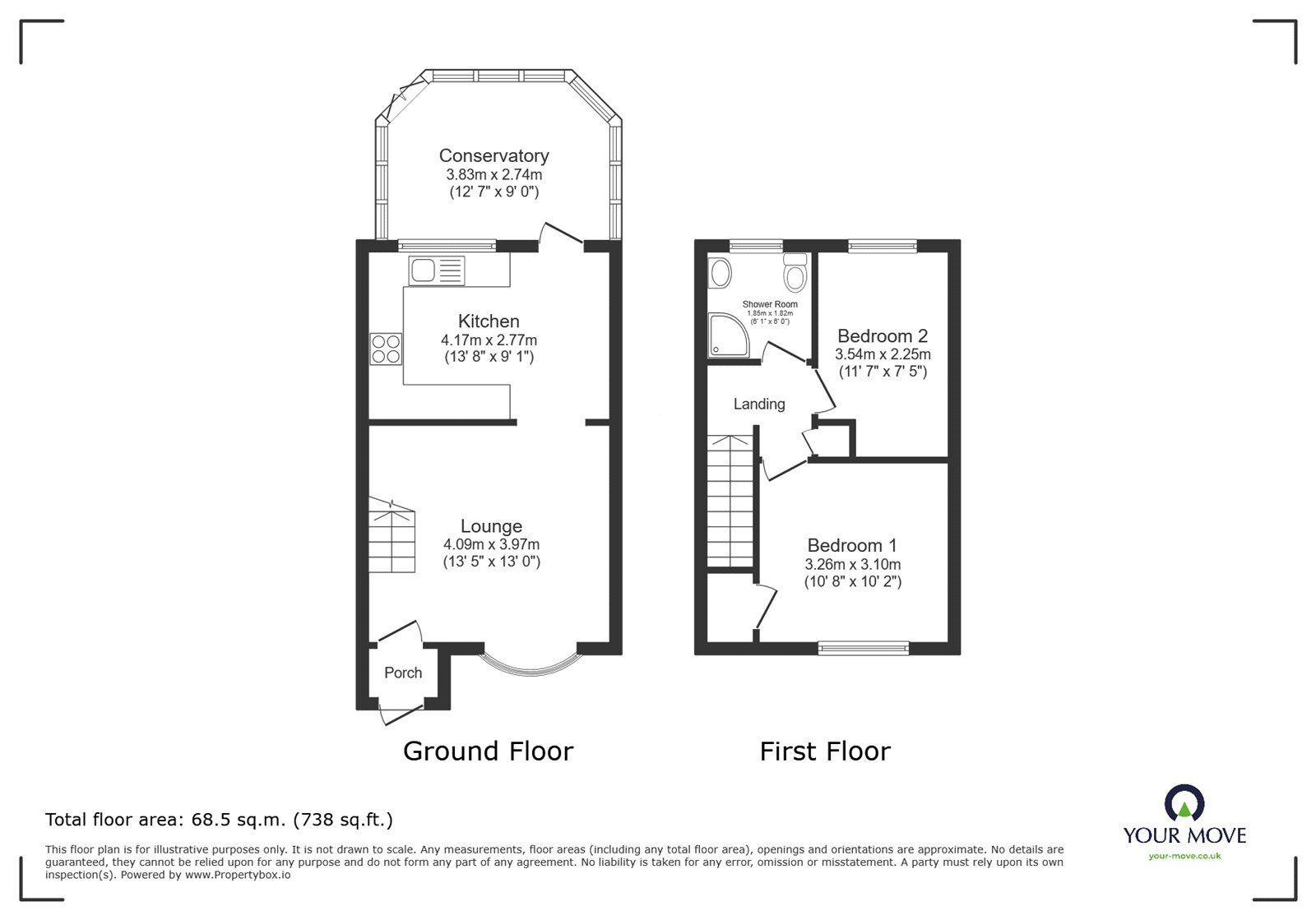 Floorplan of 2 bedroom Semi Detached House for sale, Kilmarie Close, Hinckley, Leicestershire, LE10