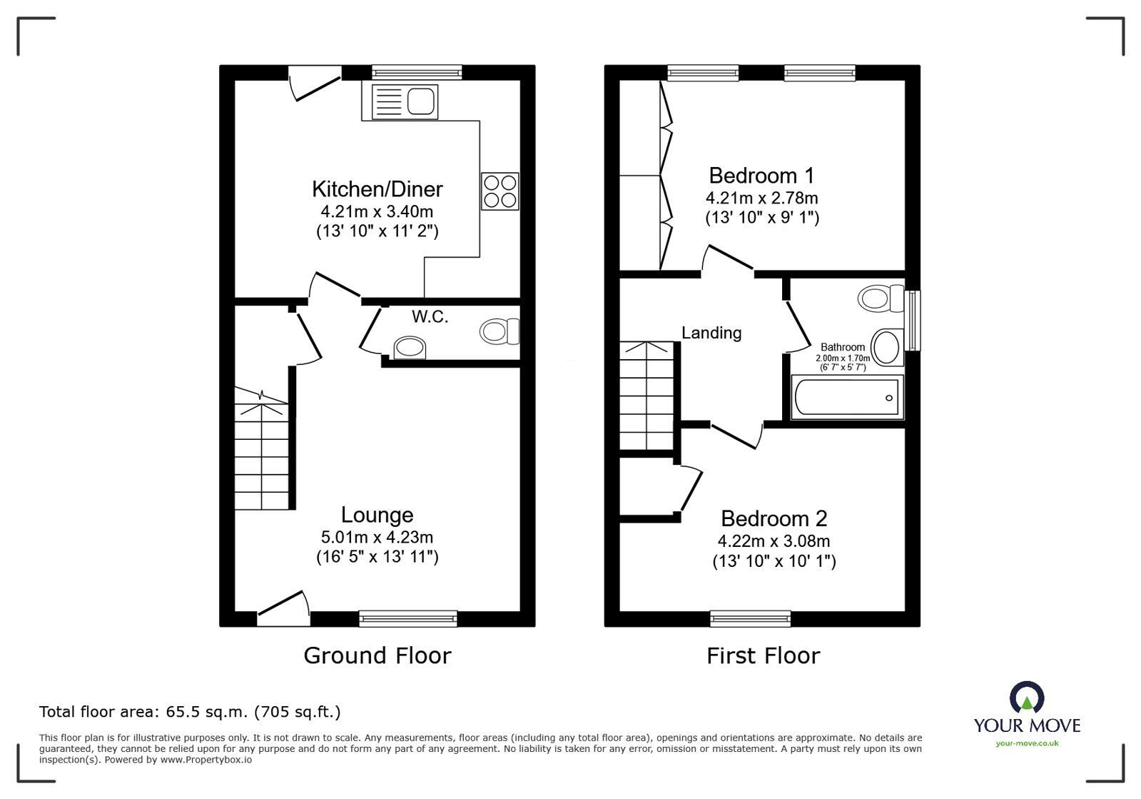 Floorplan of 2 bedroom Semi Detached House for sale, Donald Cobley Close, Hinckley, Leicestershire, LE10
