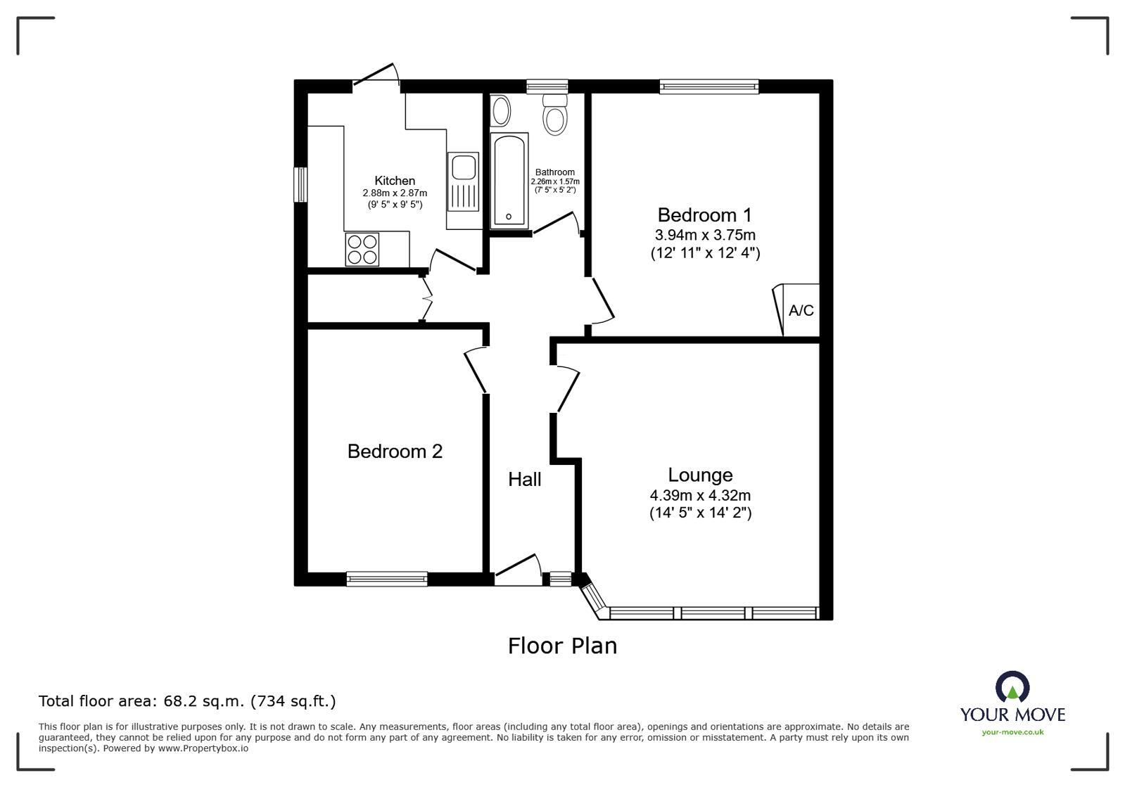 Floorplan of 2 bedroom Flat for sale, Preston Drive, Newbold Verdon, Leicestershire, LE9