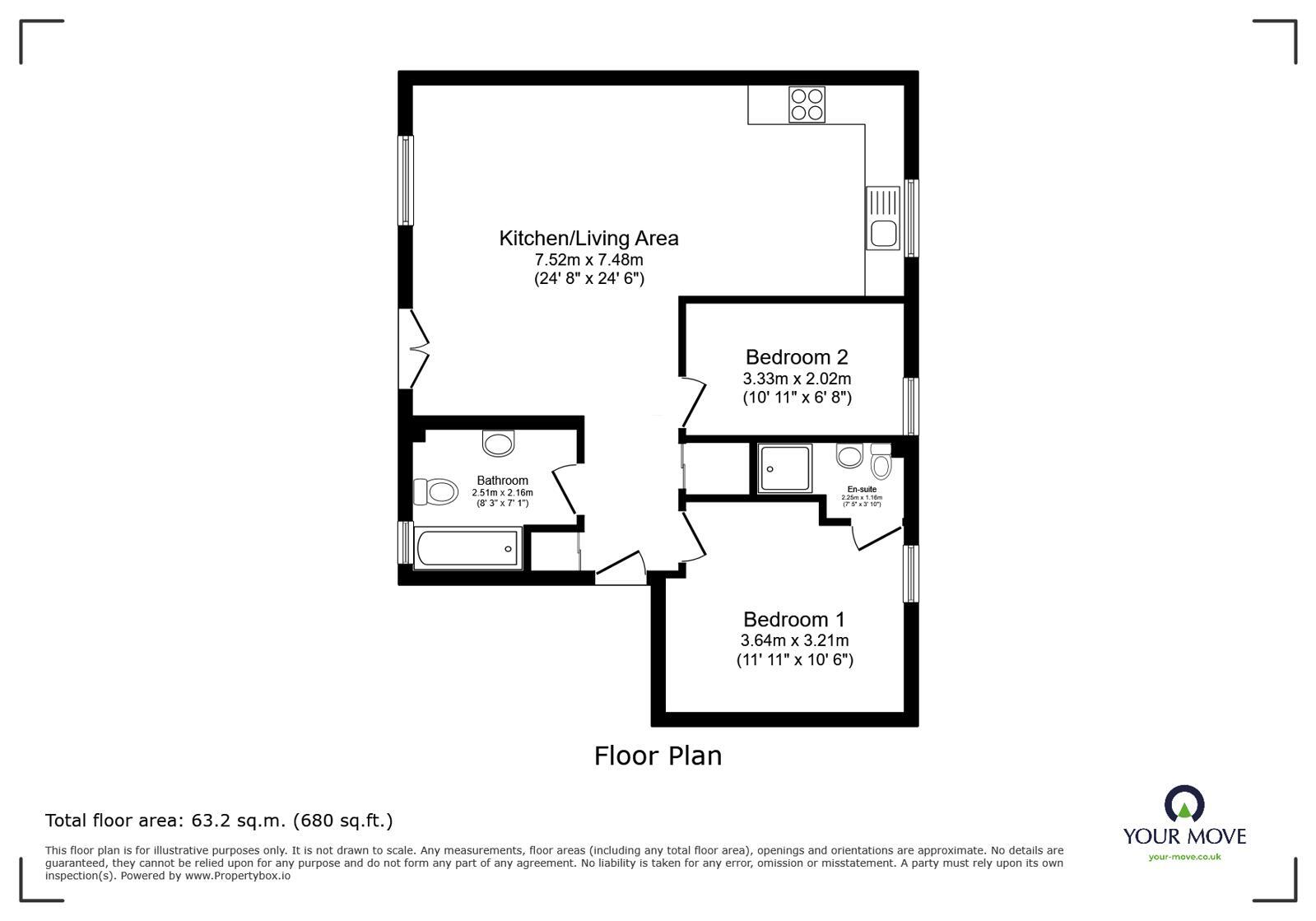 Floorplan of 2 bedroom Flat for sale, Hinckley Road, Burbage, Leicestershire, LE10