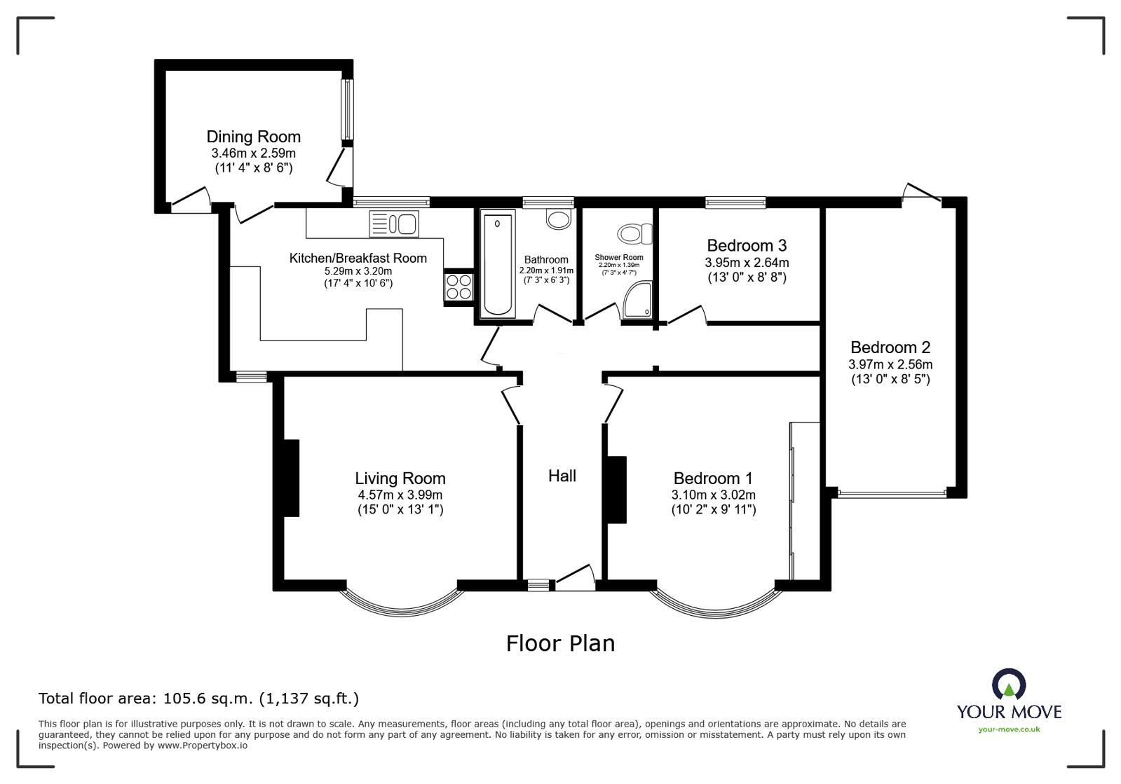 Floorplan of 3 bedroom Detached Bungalow to rent, Clarendon Road, Hinckley, Leicestershire, LE10