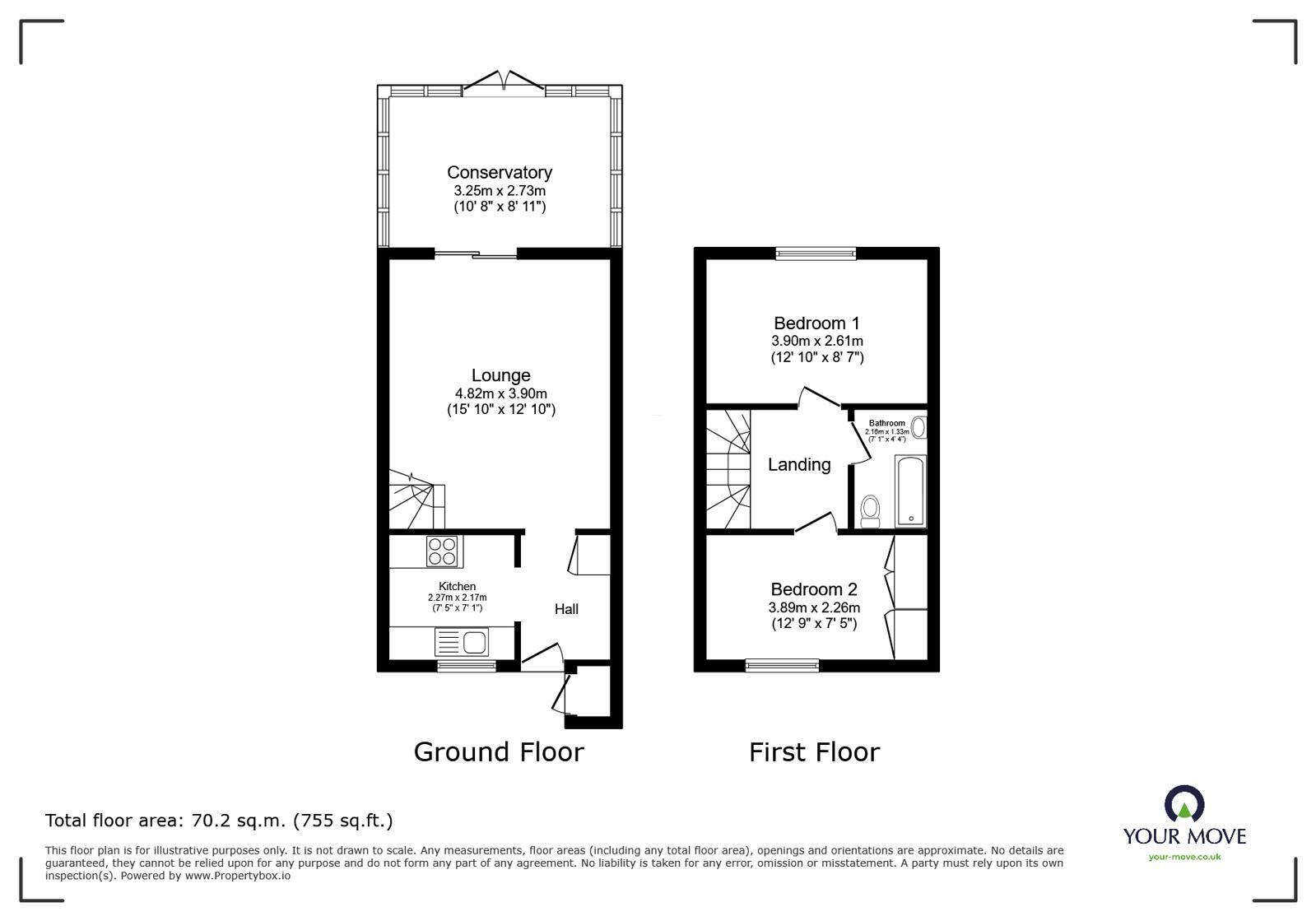 Floorplan of 2 bedroom Mid Terrace House for sale, Willow Close, Burbage, Leicestershire, LE10