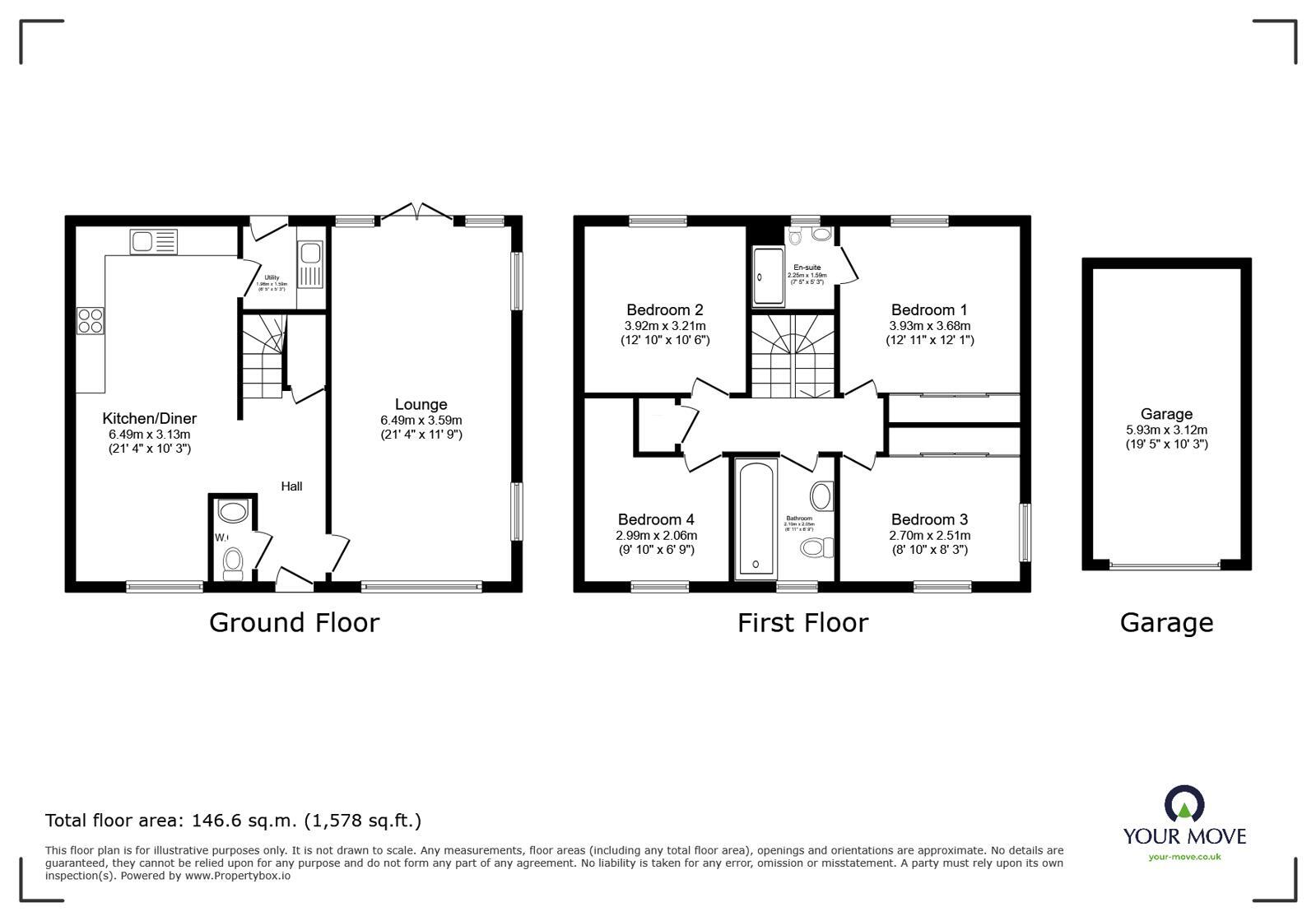 Floorplan of 4 bedroom Detached House for sale, Old Farm Lane, Newbold Verdon, Leicestershire, LE9
