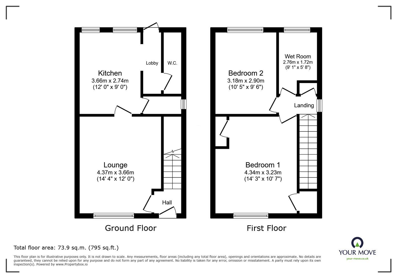 Floorplan of 2 bedroom Semi Detached House to rent, King Georges Way, Hinckley, Leicestershire, LE10