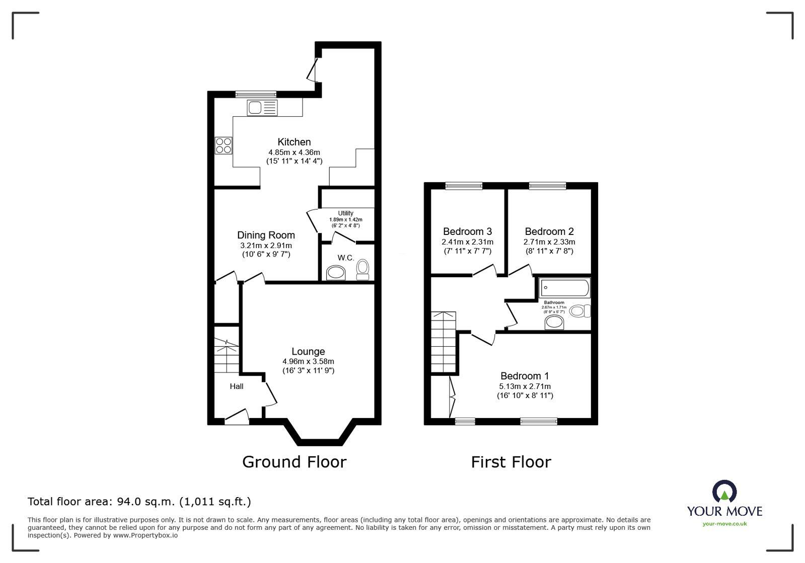 Floorplan of 3 bedroom Mid Terrace House for sale, Tudor Road, Hinckley, Leicestershire, LE10