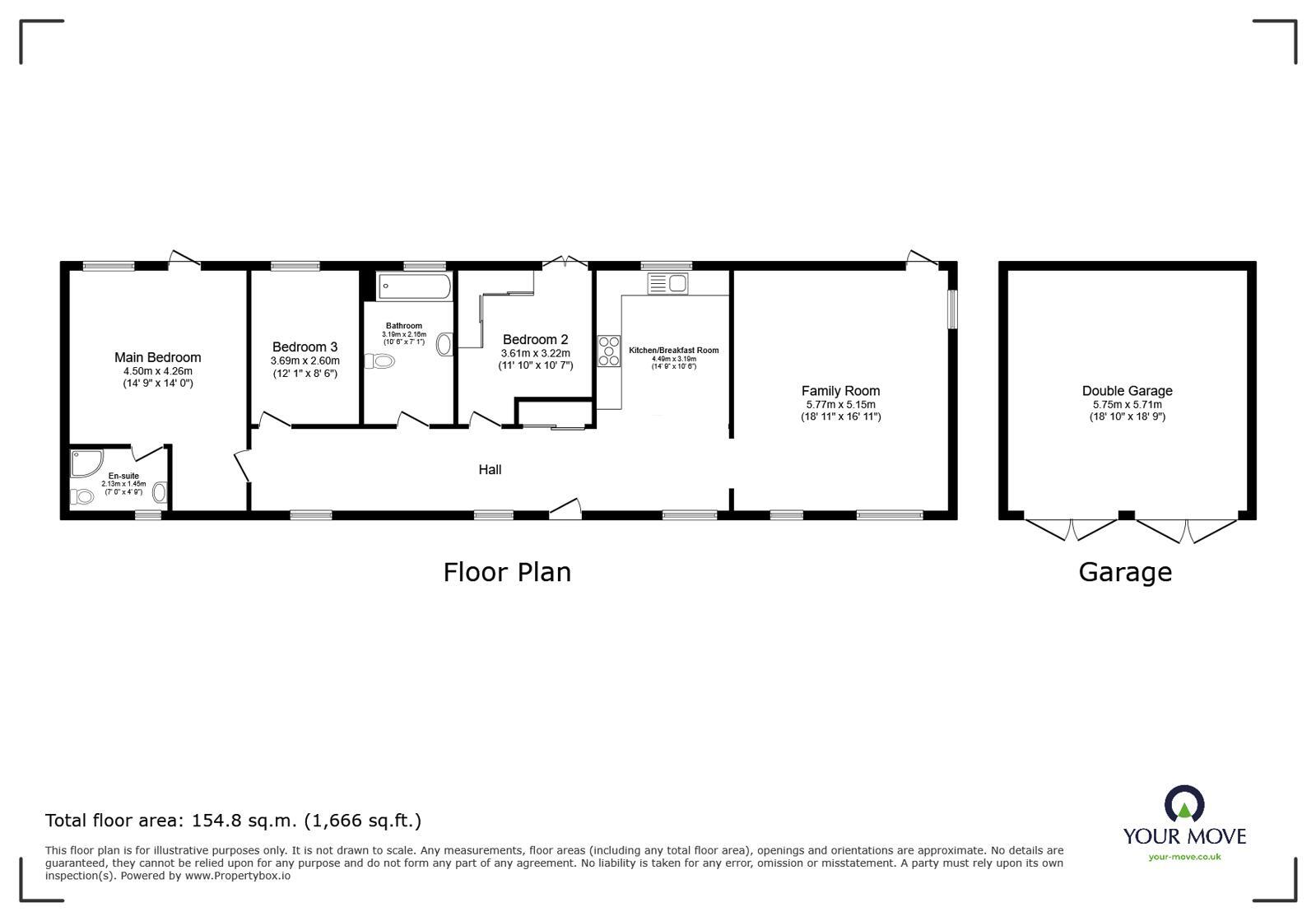 Floorplan of 3 bedroom Semi Detached Bungalow for sale, Desford Lane, Peckleton, Leicestershire, LE9