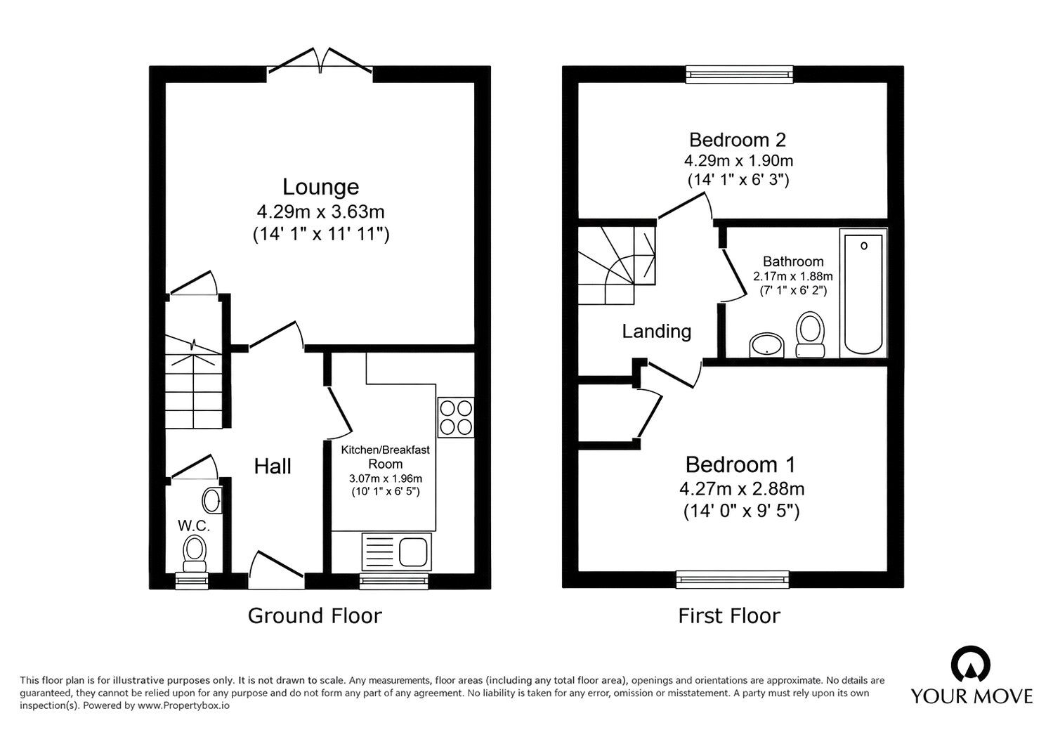 Floorplan of 2 bedroom Mid Terrace House for sale, Oronsay Close, Hinckley, Leicestershire, LE10
