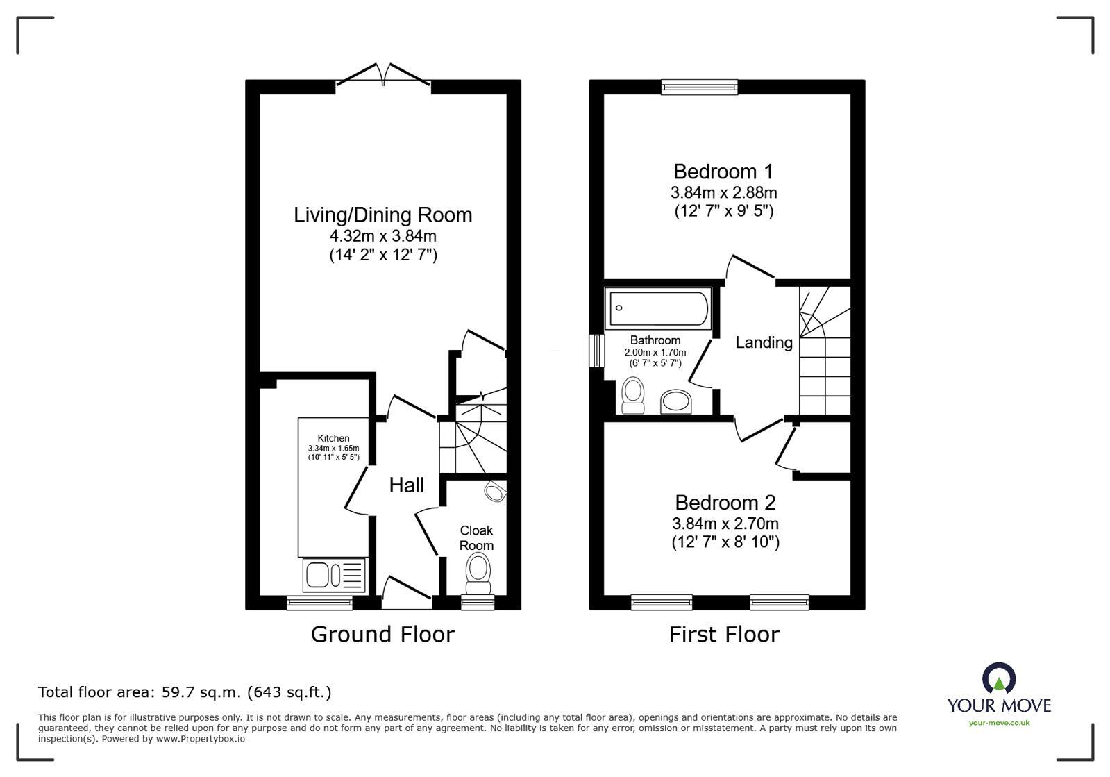 Floorplan of 2 bedroom Semi Detached House for sale, Godfrey Close, Stoney Stanton, Leicestershire, LE9