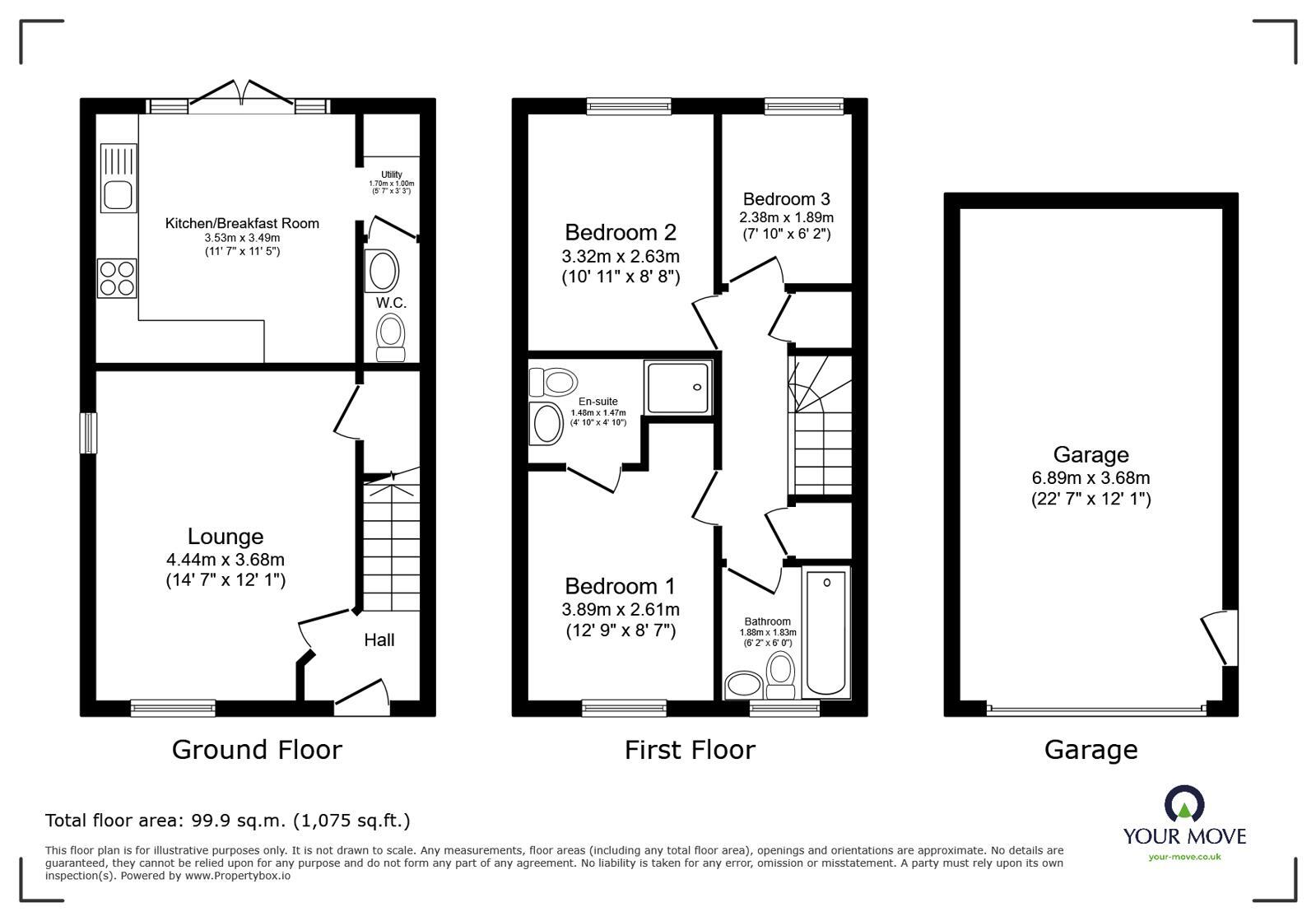 Floorplan of 3 bedroom Semi Detached House for sale, Old Farm Lane, Newbold Verdon, Leicestershire, LE9